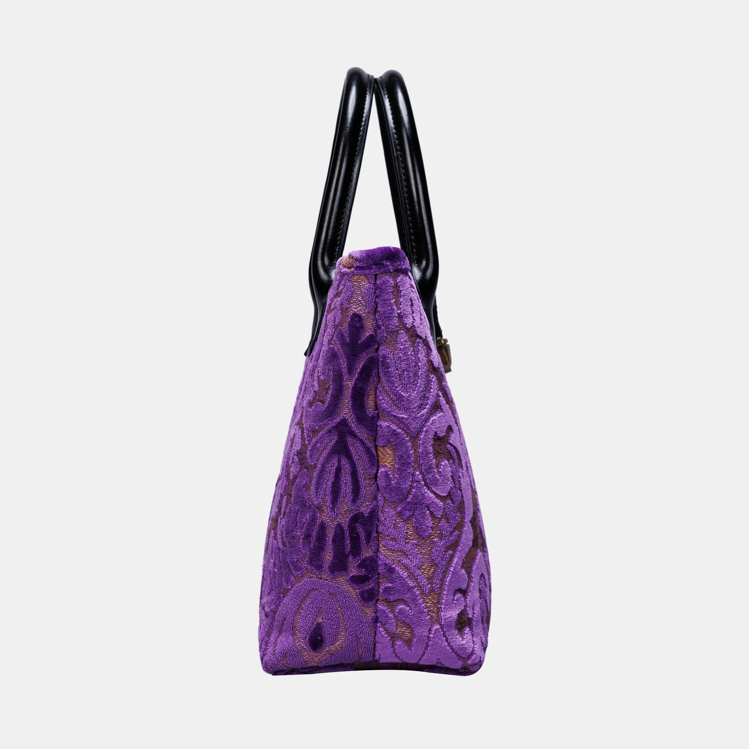 Burnout Velvet Purple Tuck Lock Carpet Satchel - Image 5