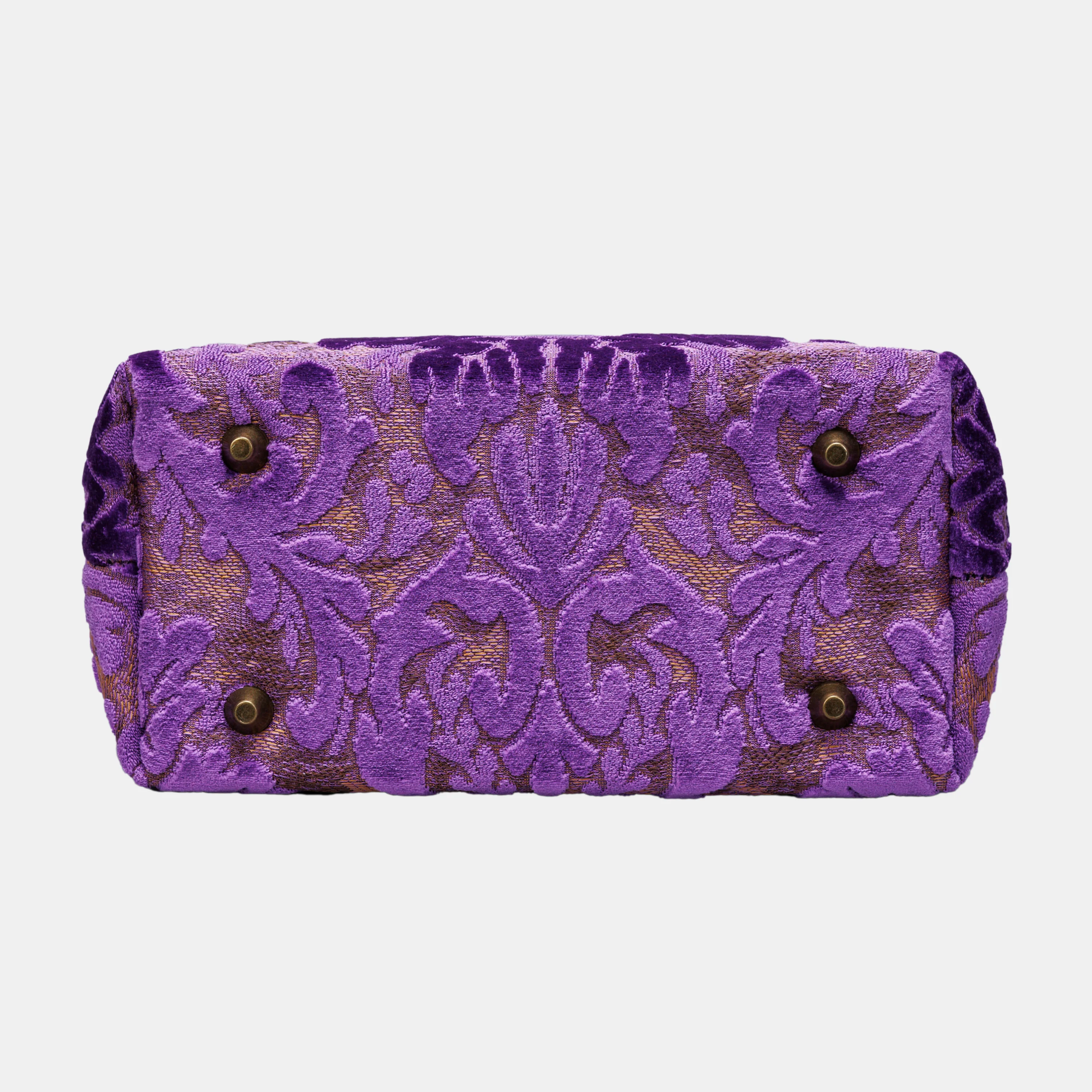 Burnout Velvet Purple Tuck Lock Carpet Satchel - Image 6