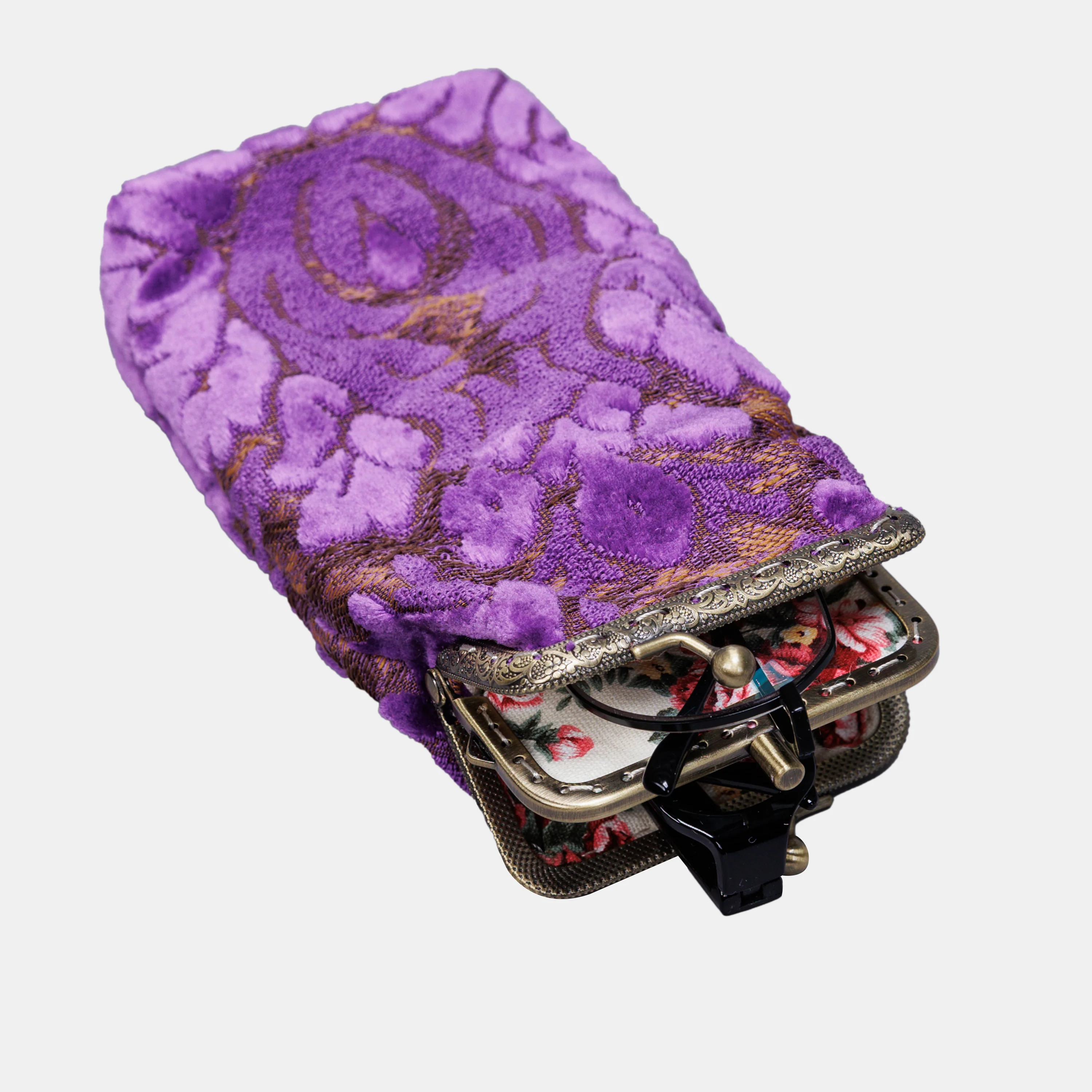 Burnout Velvet Purple Carpet Eyeglasses Case - Image 5
