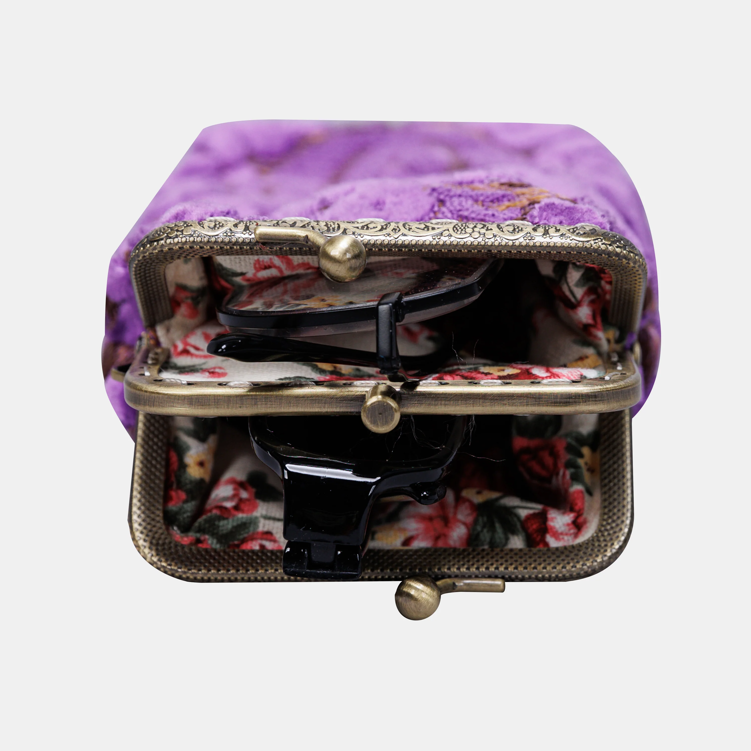 Burnout Velvet Purple Carpet Eyeglasses Case - Image 6