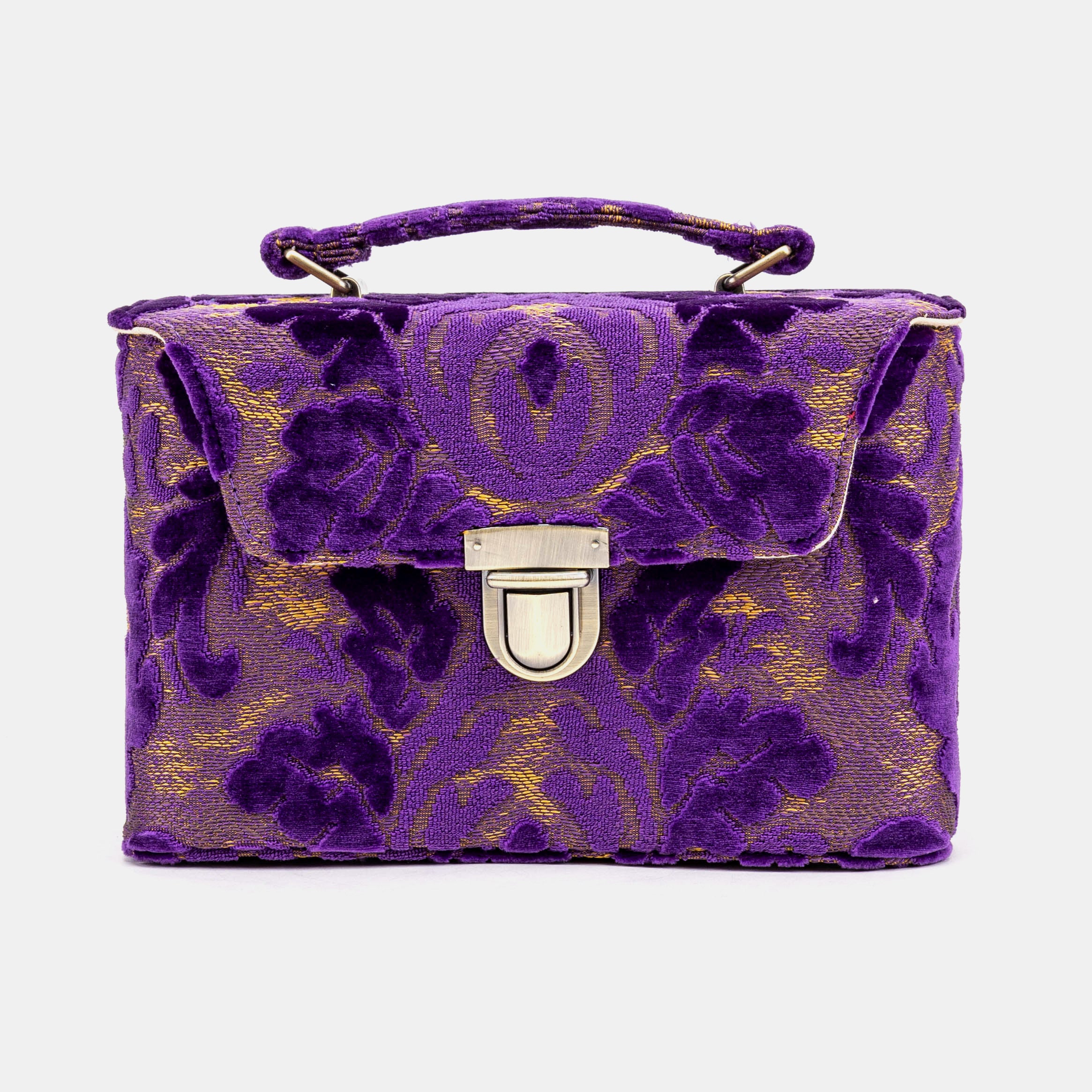 Burnout Velvet Purple Clara Medium Train Case Purse - Image 2