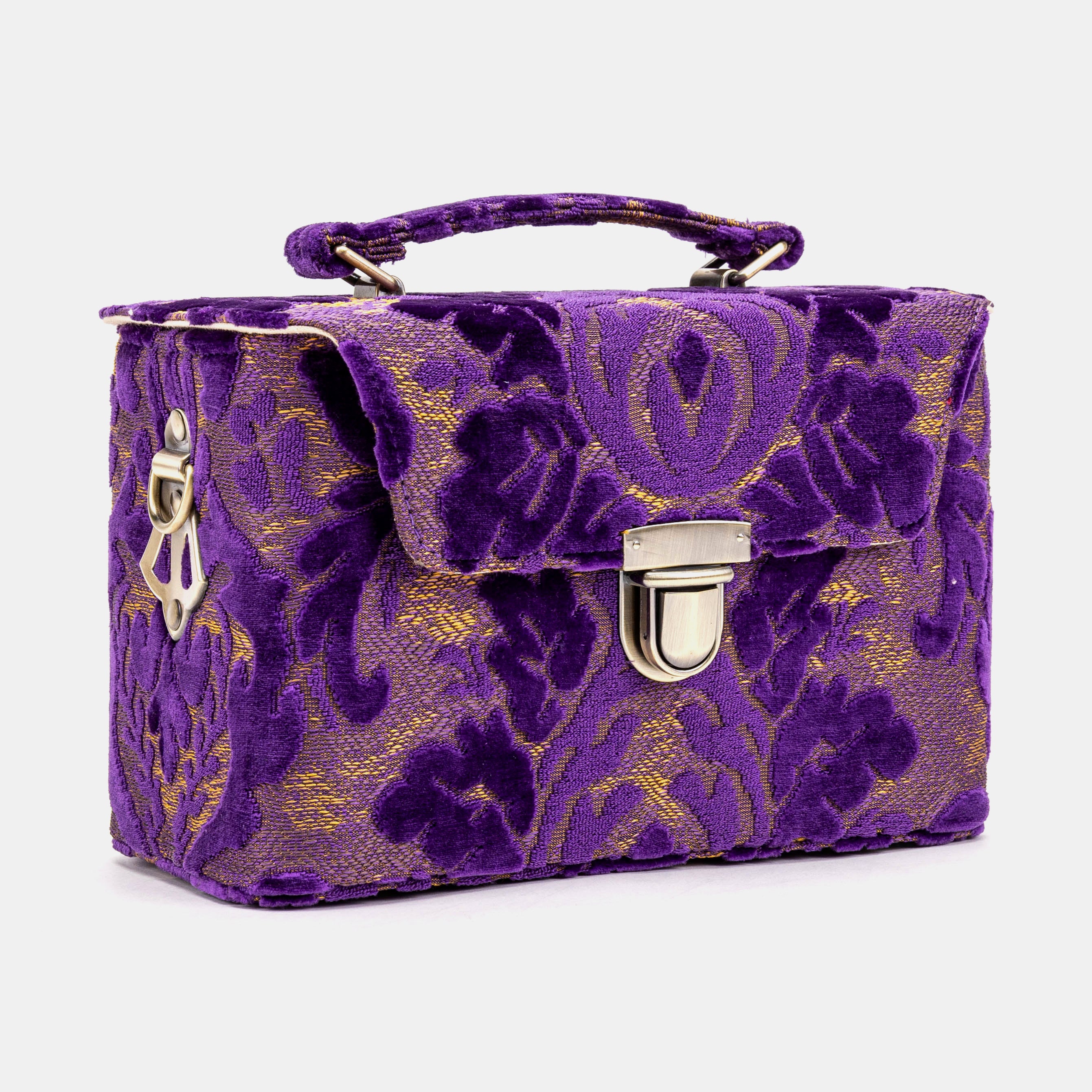 Burnout Velvet Purple Clara Medium Train Case Purse - Image 3