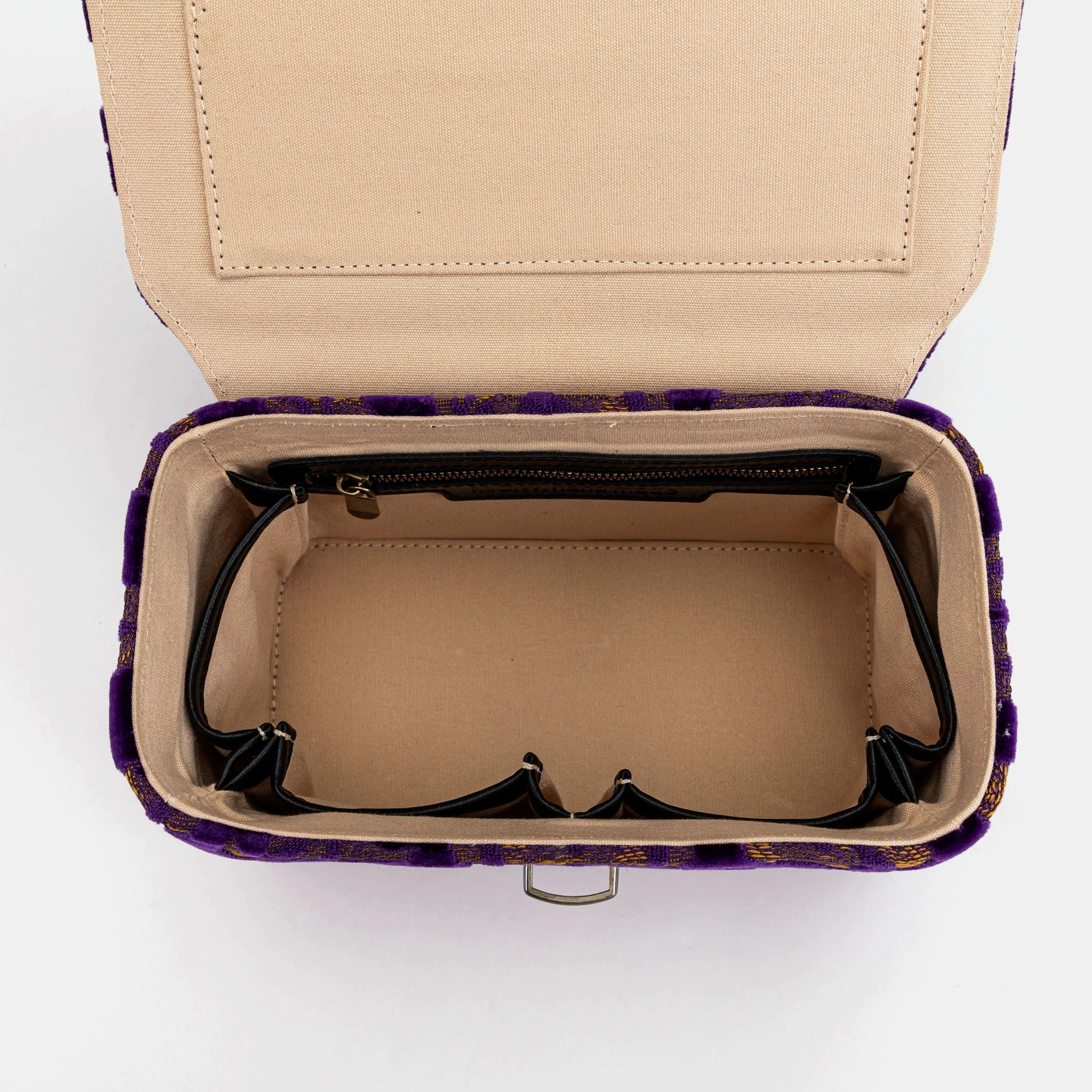 Burnout Velvet Purple Clara Medium Train Case Purse - Image 4