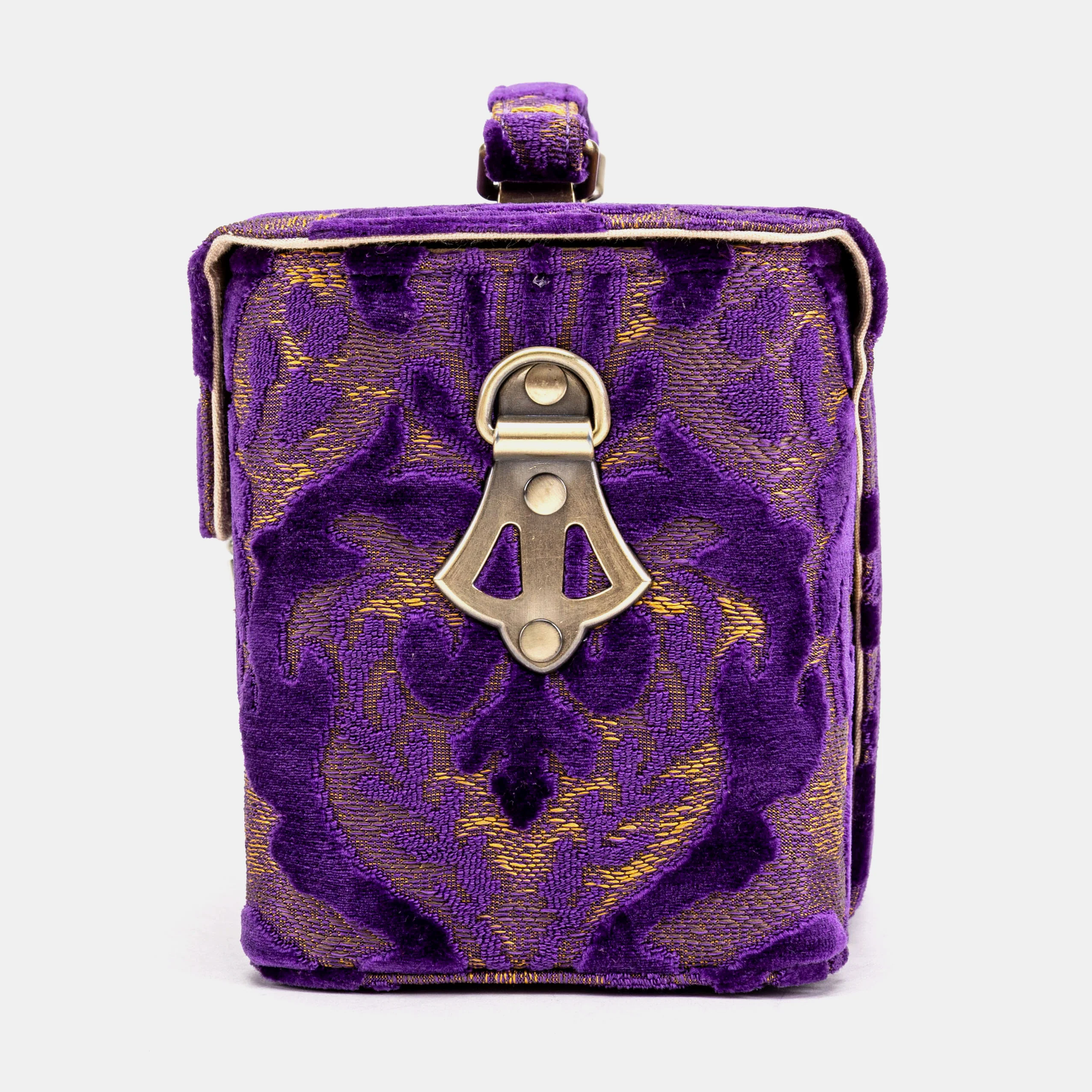 Burnout Velvet Purple Clara Medium Train Case Purse - Image 5