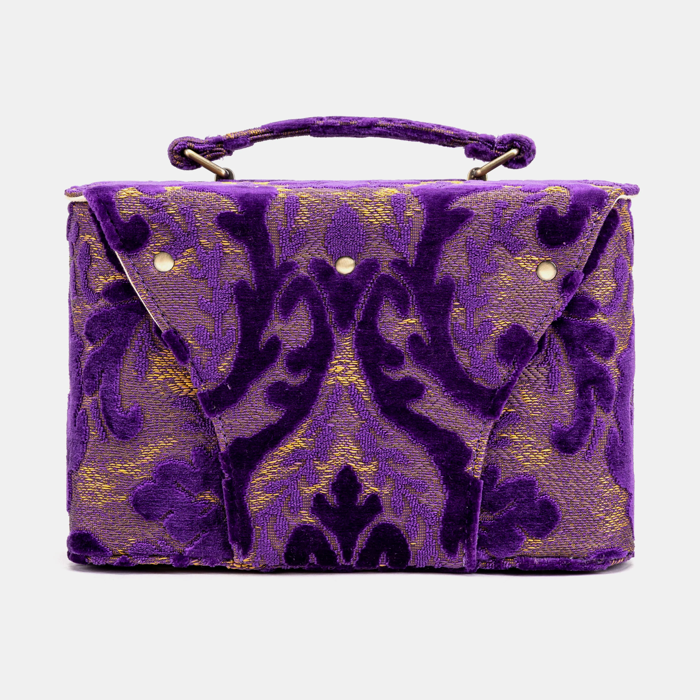 Burnout Velvet Purple Clara Medium Train Case Purse - Image 6