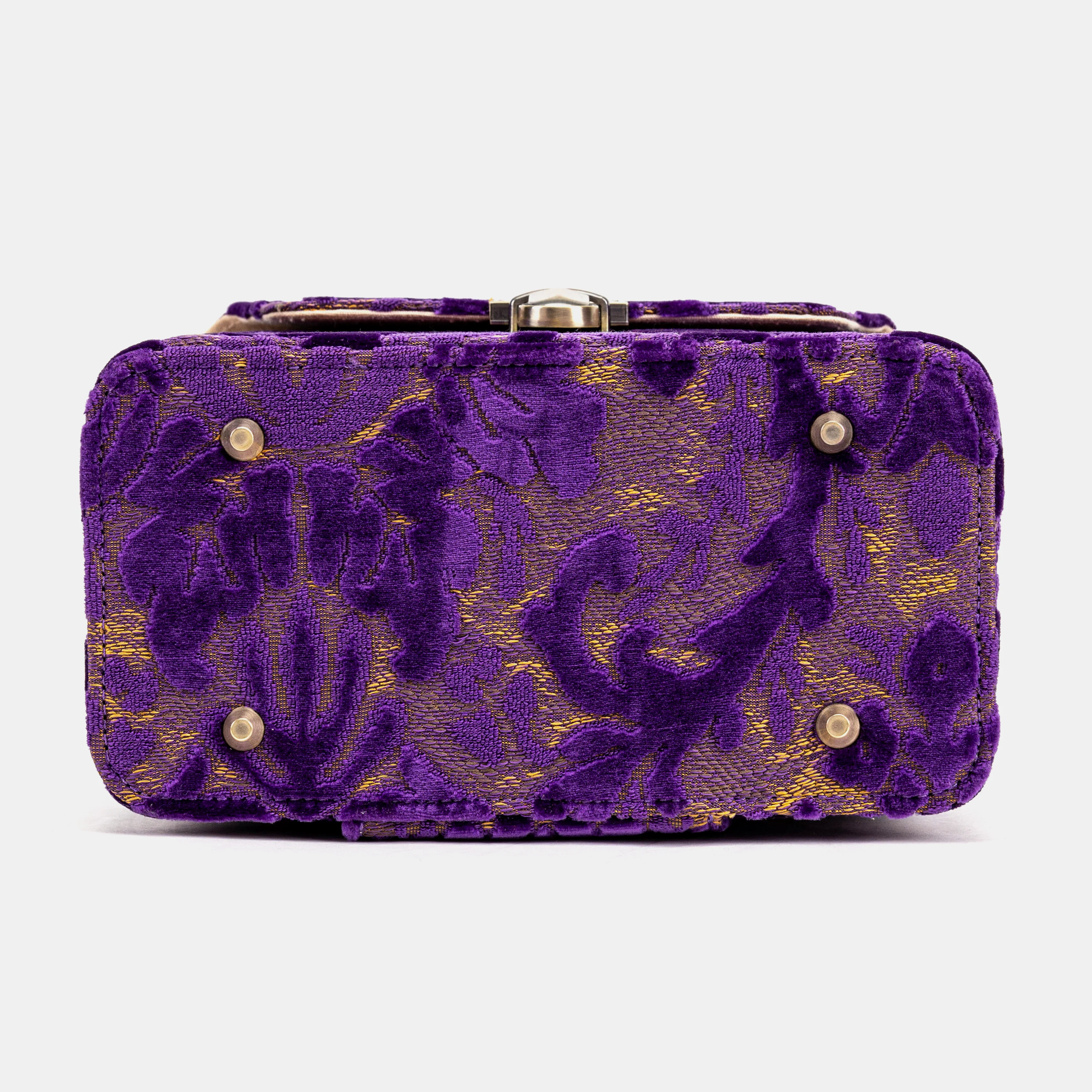 Burnout Velvet Purple Clara Medium Train Case Purse - Image 7