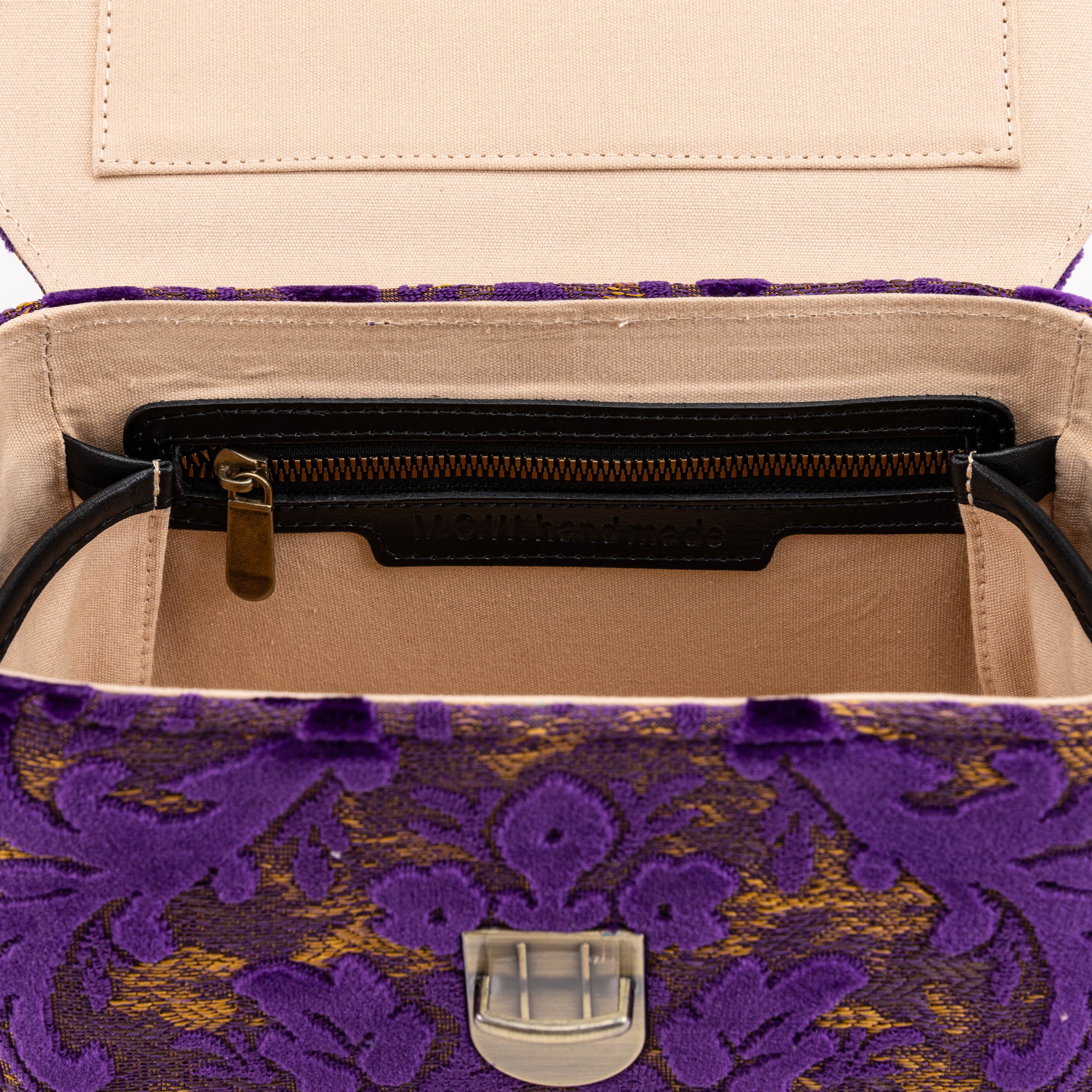 Burnout Velvet Purple Clara Medium Train Case Purse - Image 8