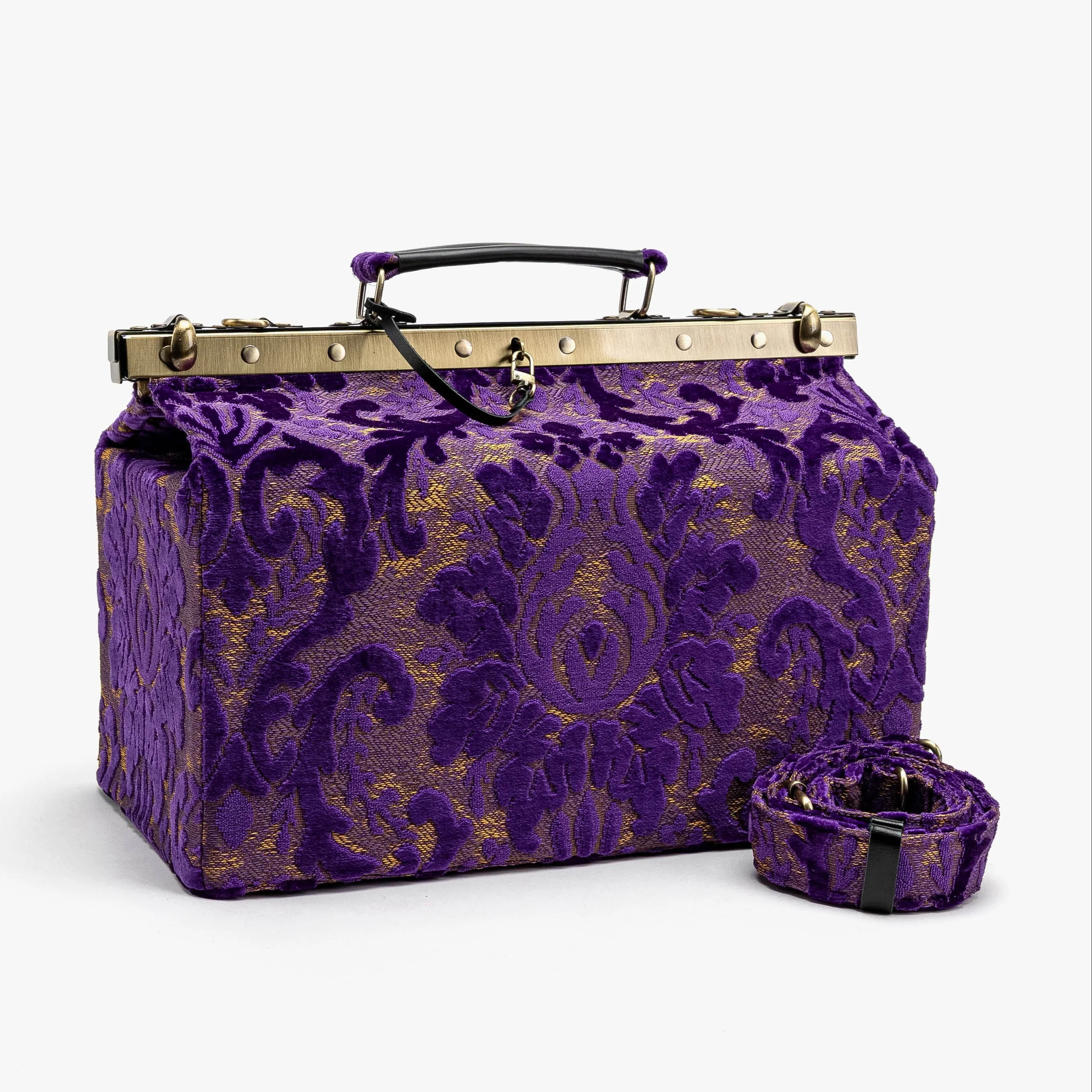 Burnout Velvet Purple Genevieve Carpet Gladstone Bag