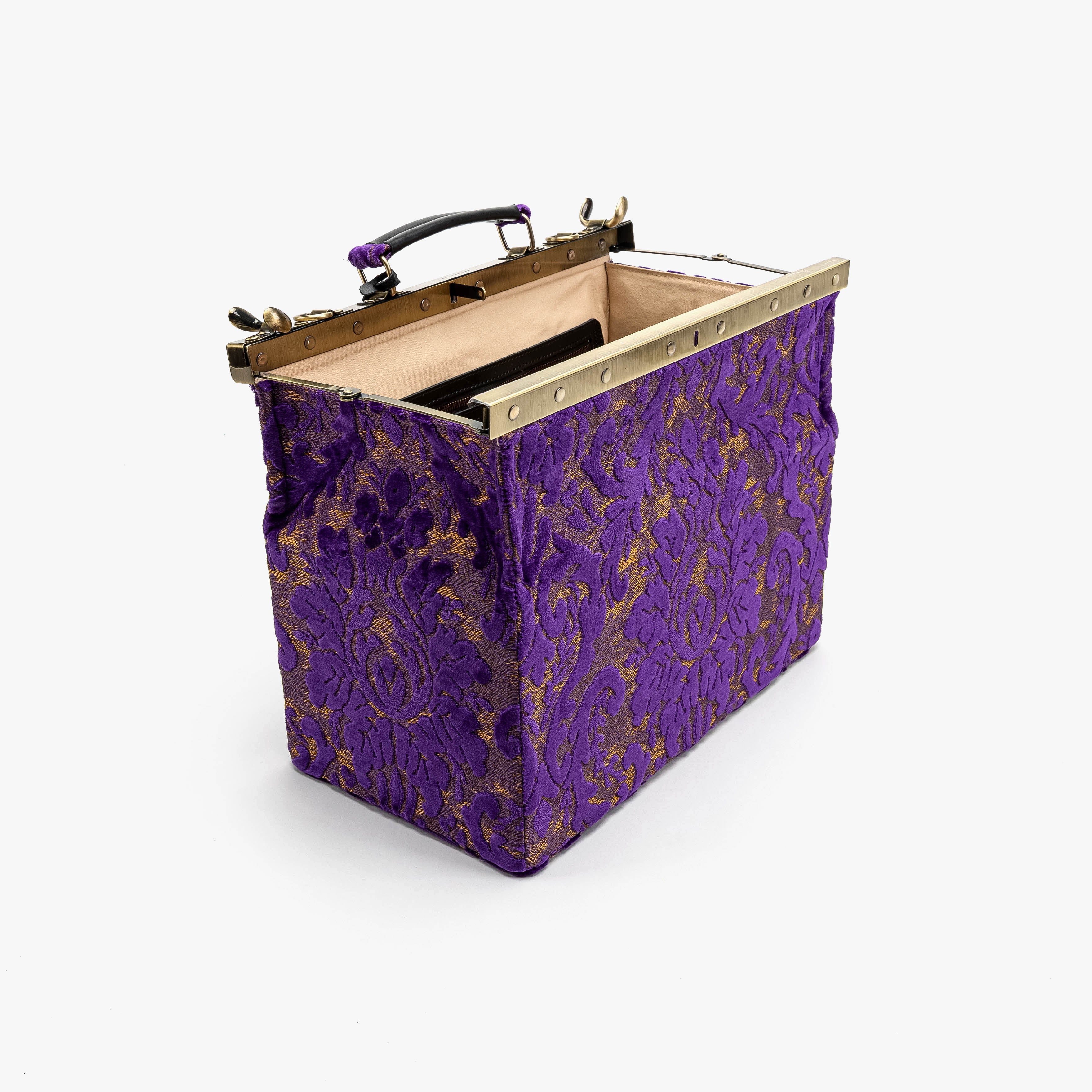 Burnout Velvet Purple Genevieve Carpet Gladstone Bag - Image 10