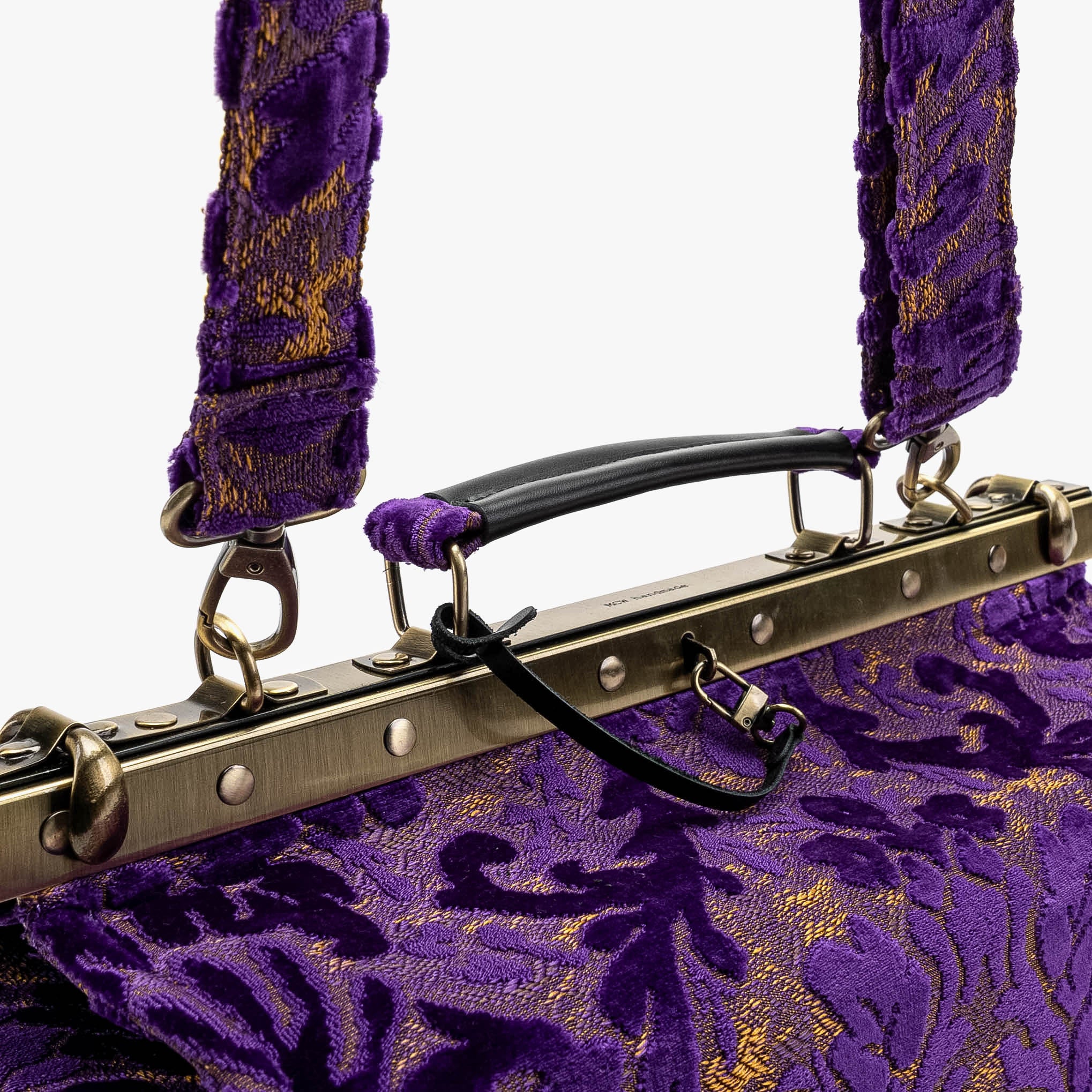 Burnout Velvet Purple Genevieve Carpet Gladstone Bag - Image 4