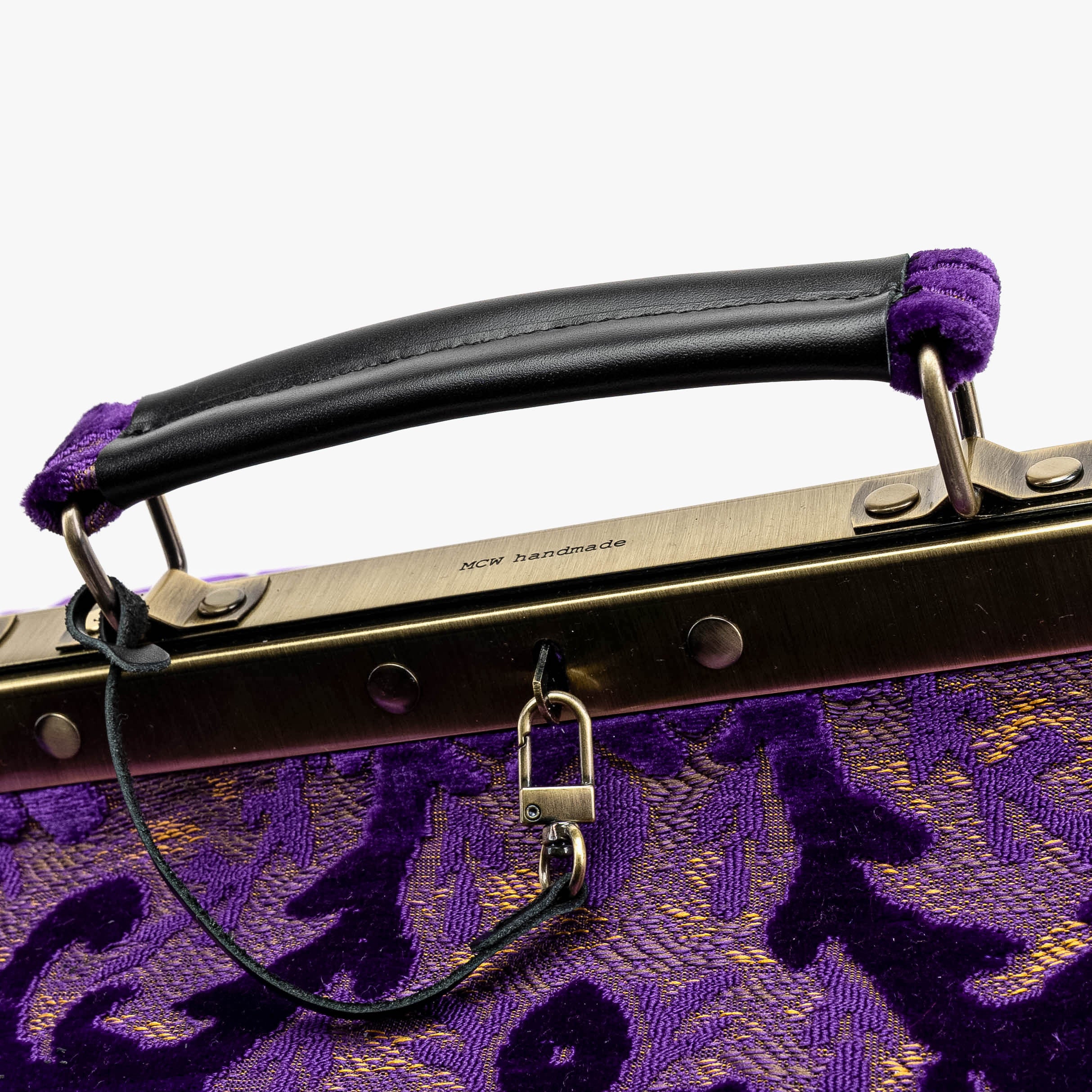 Burnout Velvet Purple Genevieve Carpet Gladstone Bag - Image 5
