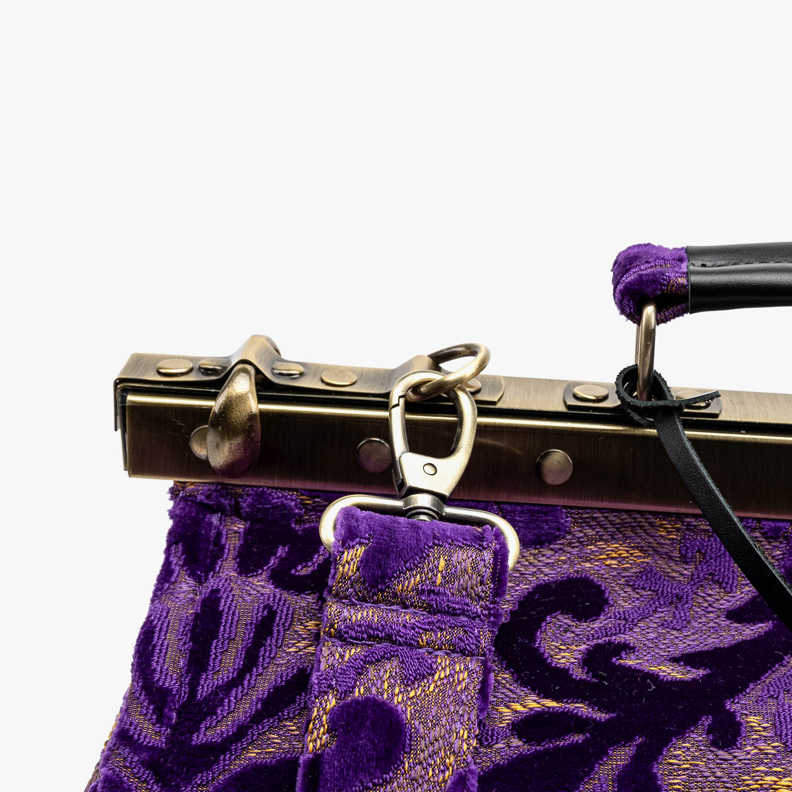 Burnout Velvet Purple Genevieve Carpet Gladstone Bag - Image 7