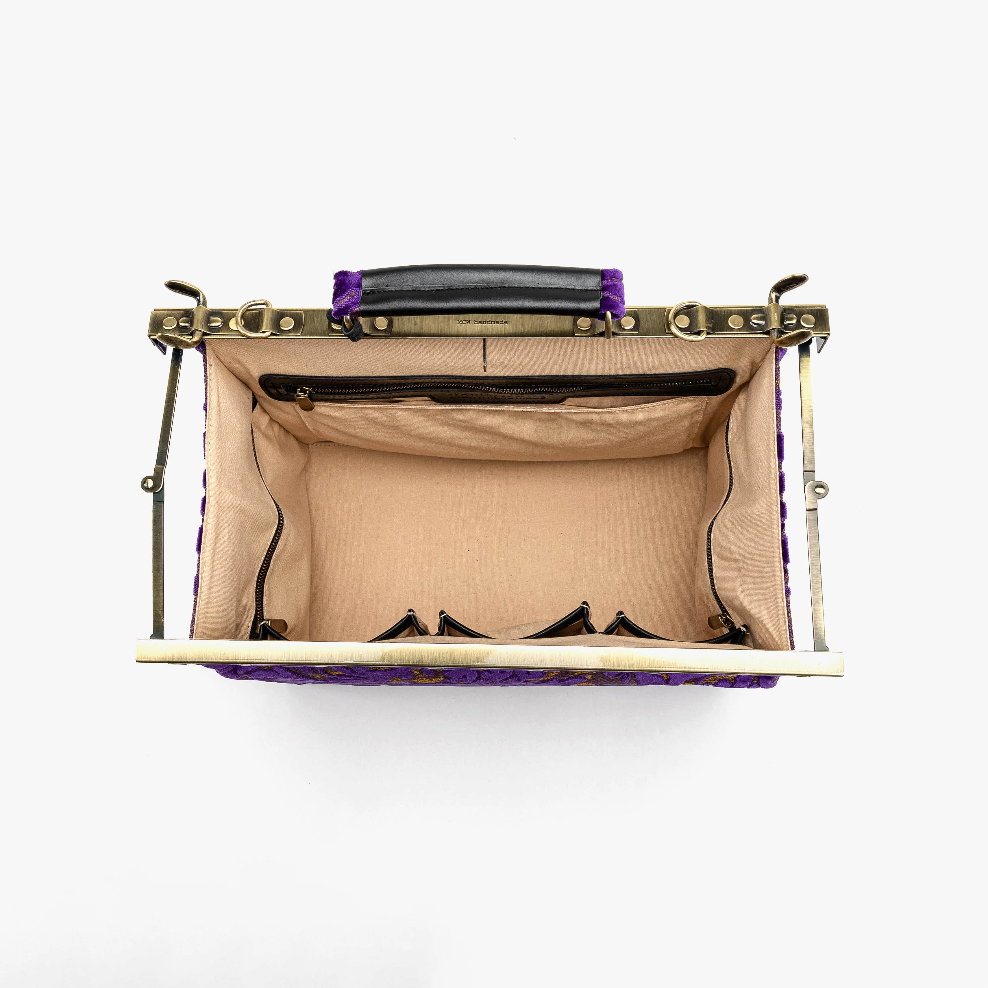 Burnout Velvet Purple Genevieve Carpet Gladstone Bag - Image 8
