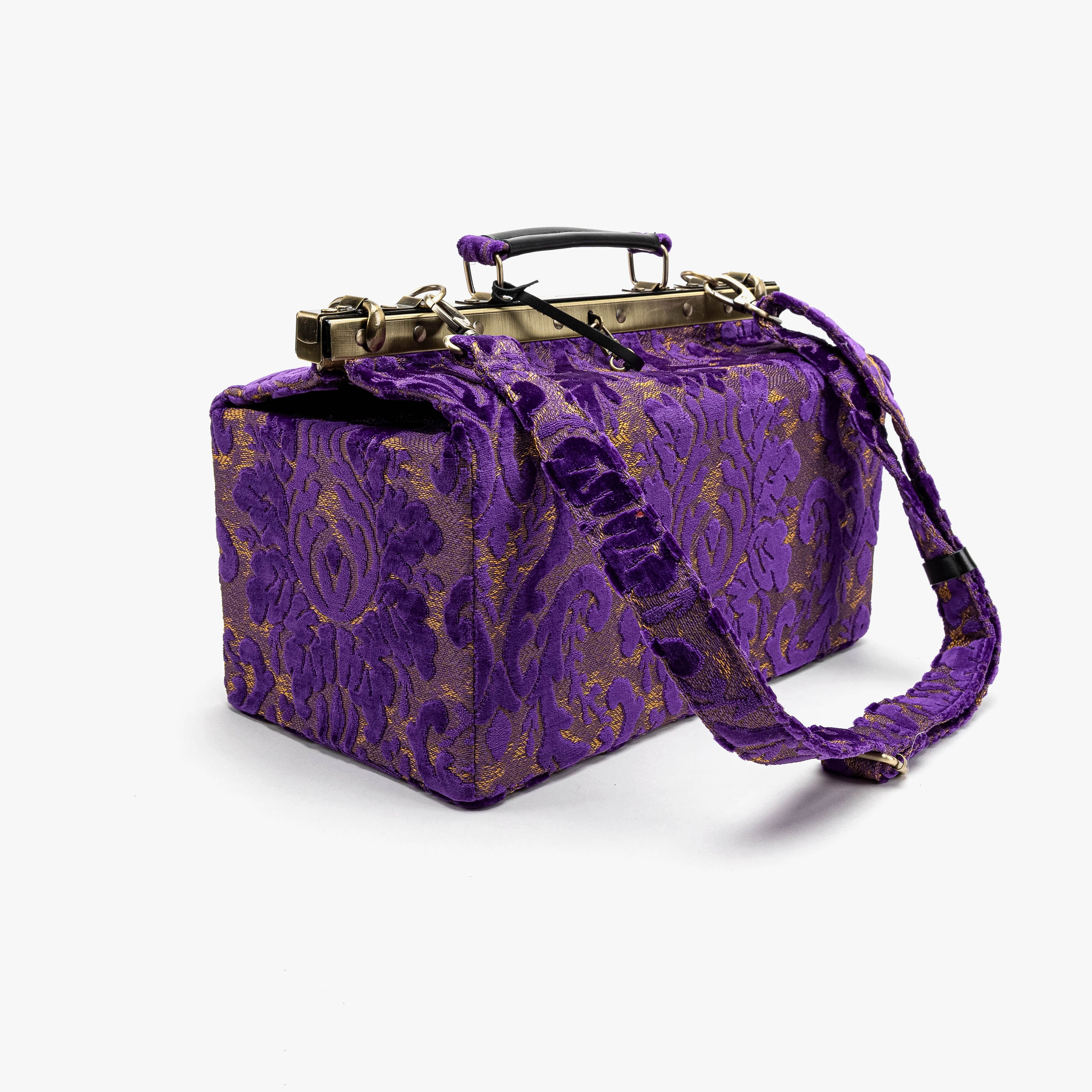 Burnout Velvet Purple Genevieve Carpet Gladstone Bag - Image 9