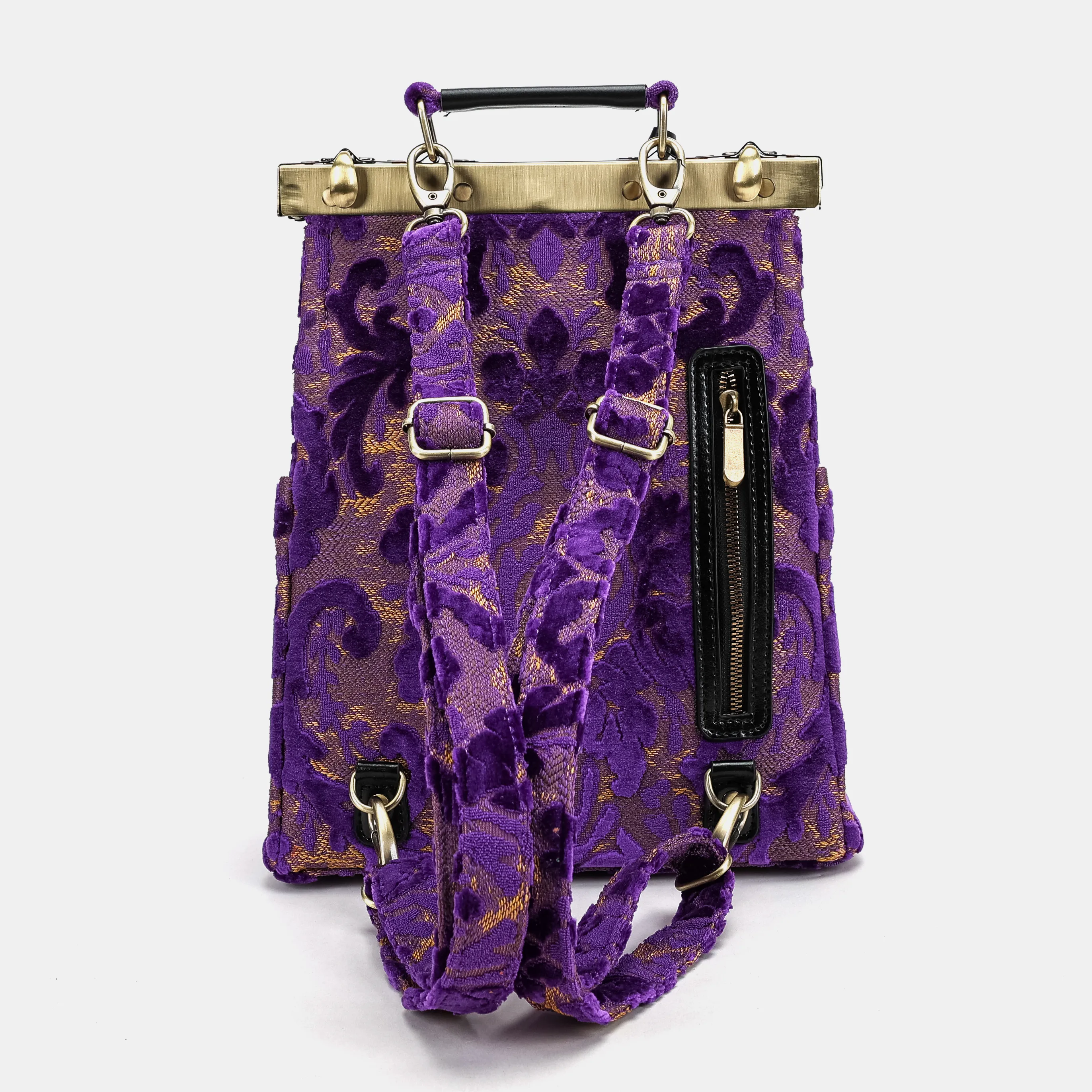 Burnout Velvet Purple Helena Carpet Backpack Gladstone Bag - Image 5