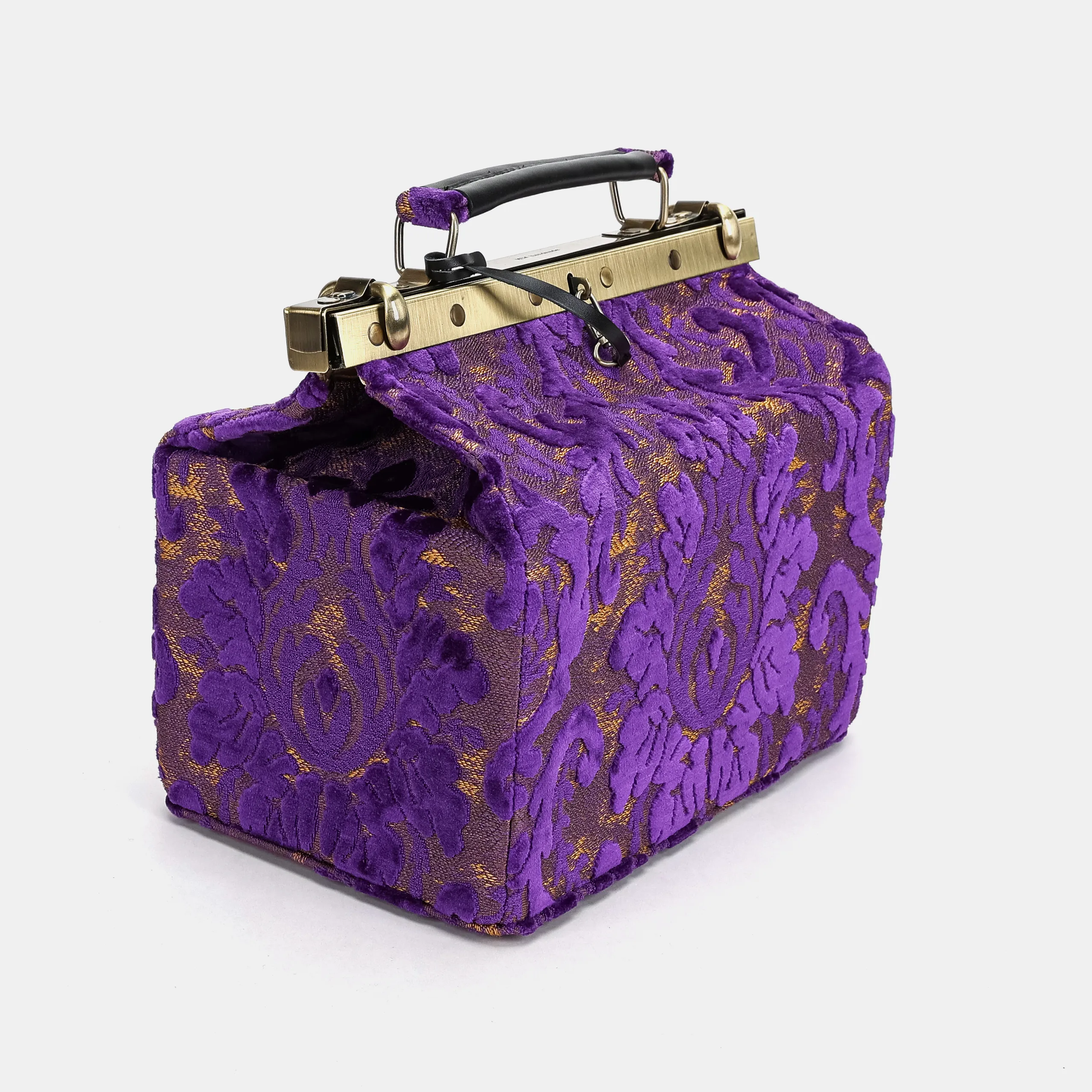 Burnout Velvet Purple Vivienne Carpet Purse Gladstone Bag - Image 4