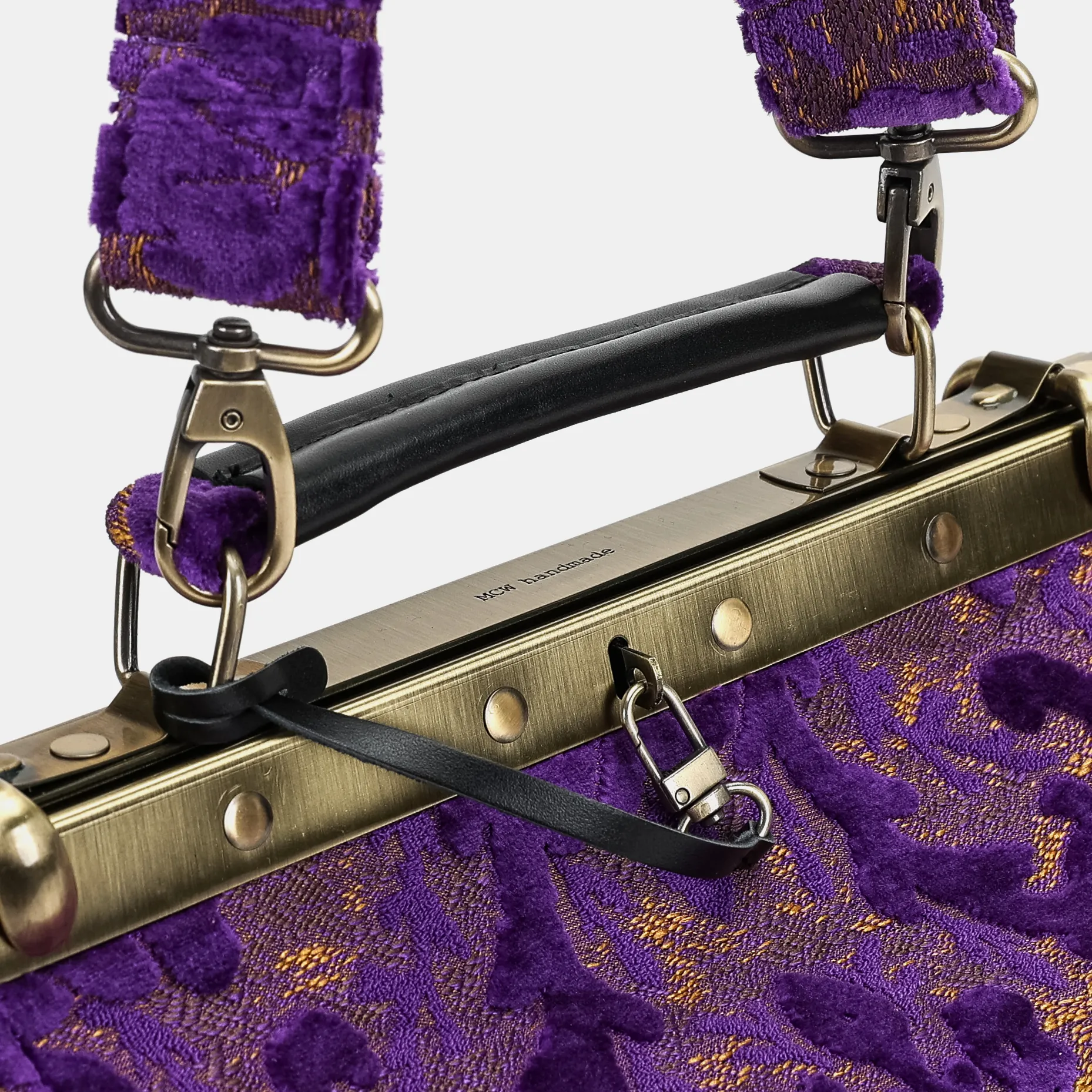 Burnout Velvet Purple Vivienne Carpet Purse Gladstone Bag - Image 6