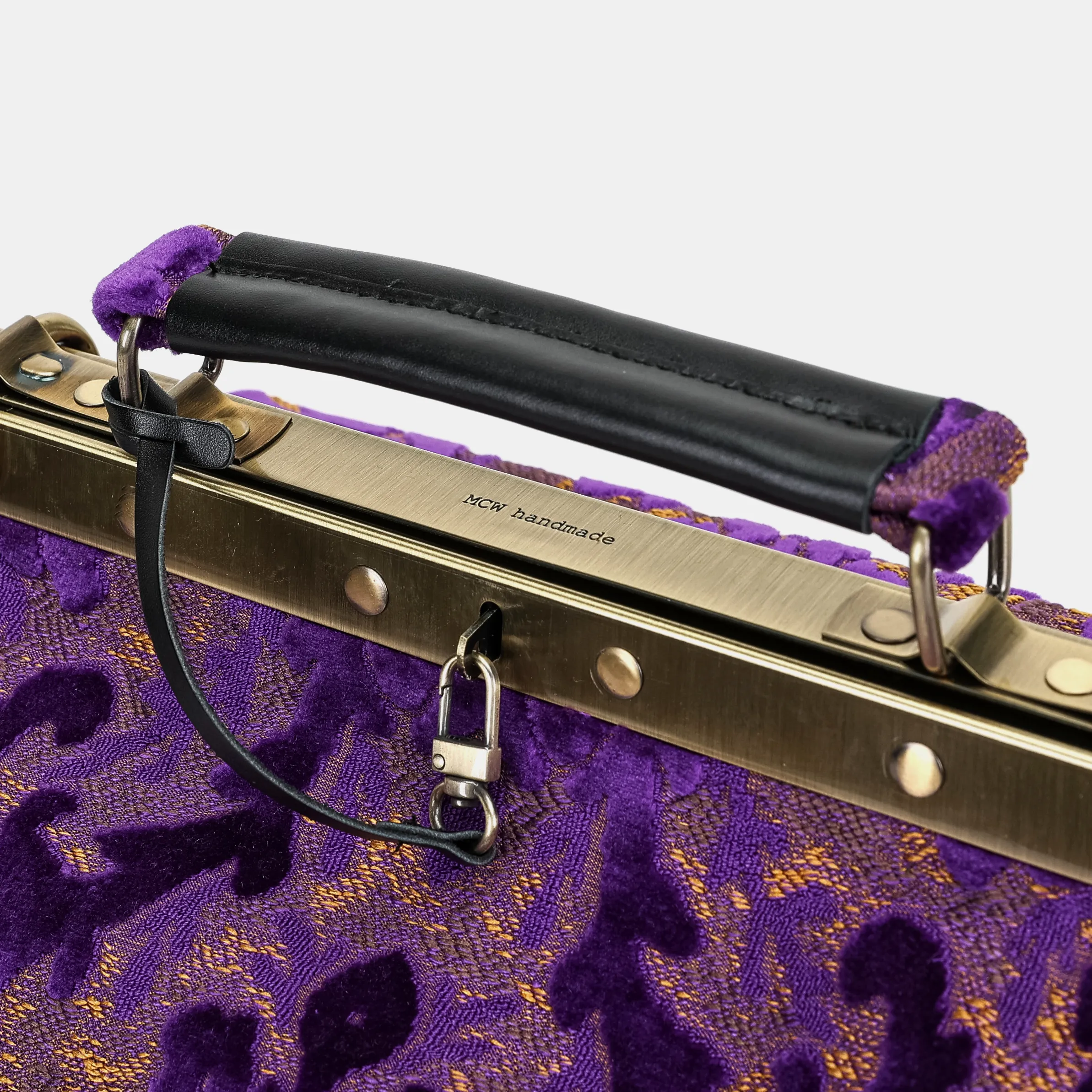 Burnout Velvet Purple Vivienne Carpet Purse Gladstone Bag - Image 7