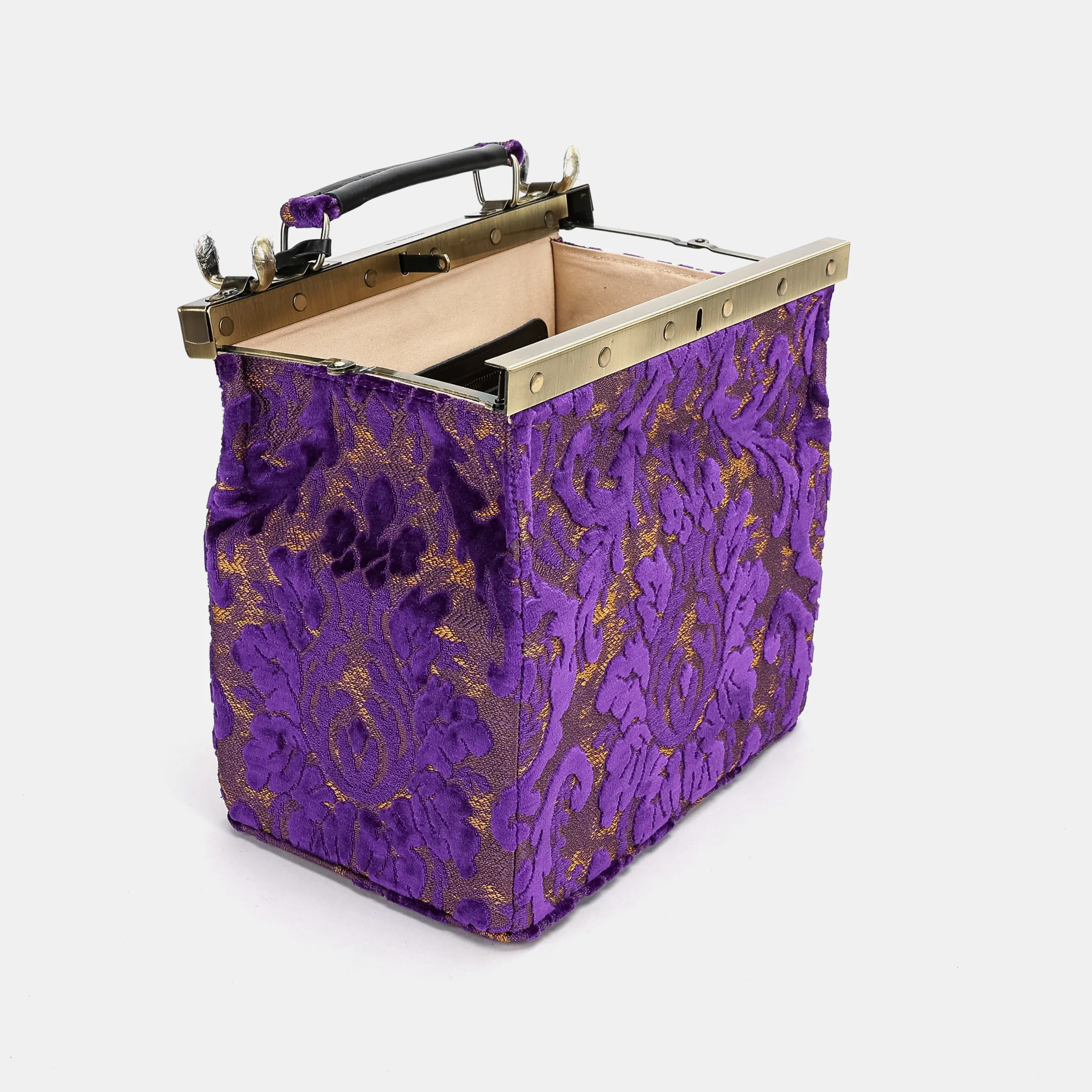 Burnout Velvet Purple Vivienne Carpet Purse Gladstone Bag - Image 9