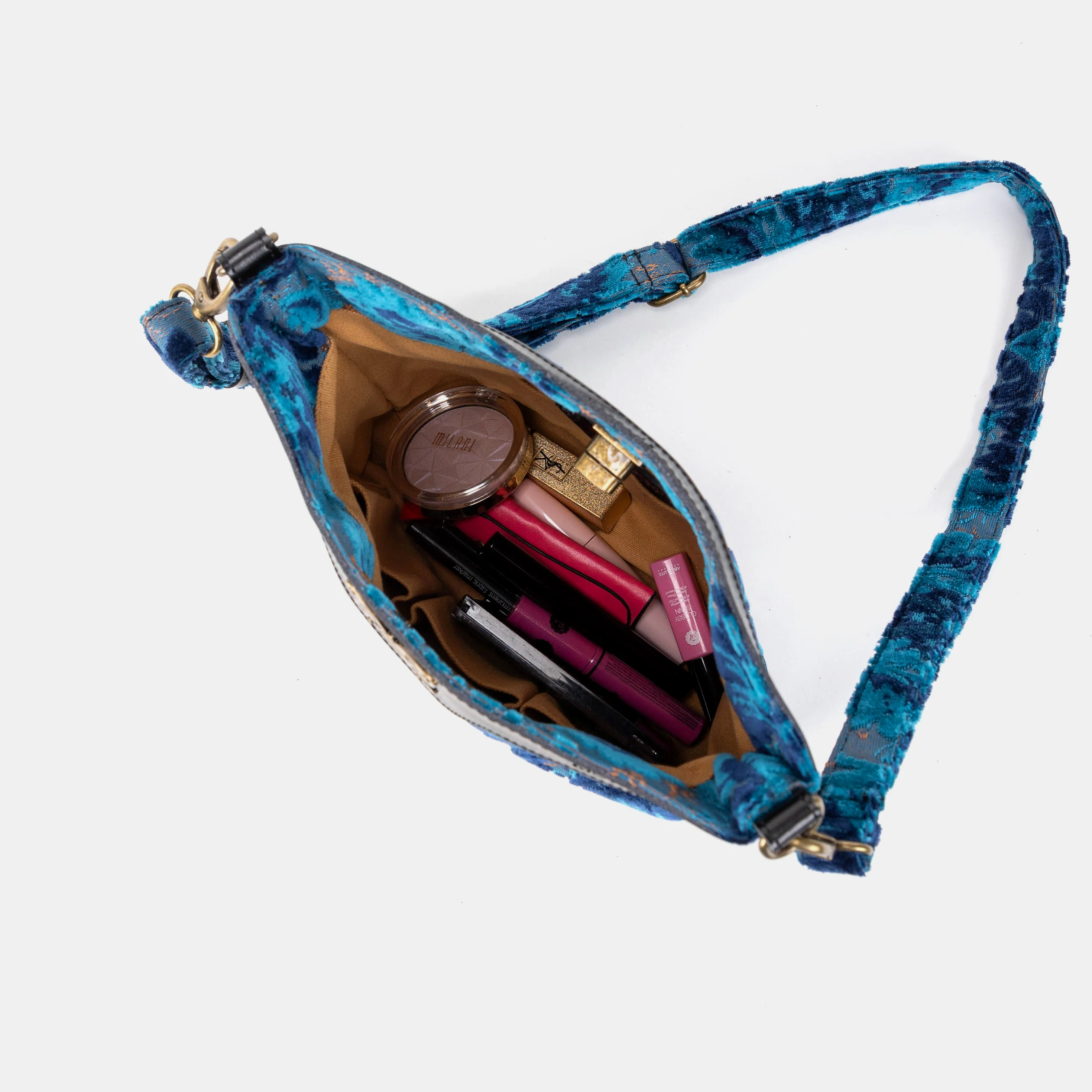 Burnout Velvet Revival Aqua Butterfly Crossbody Bag - Image 4