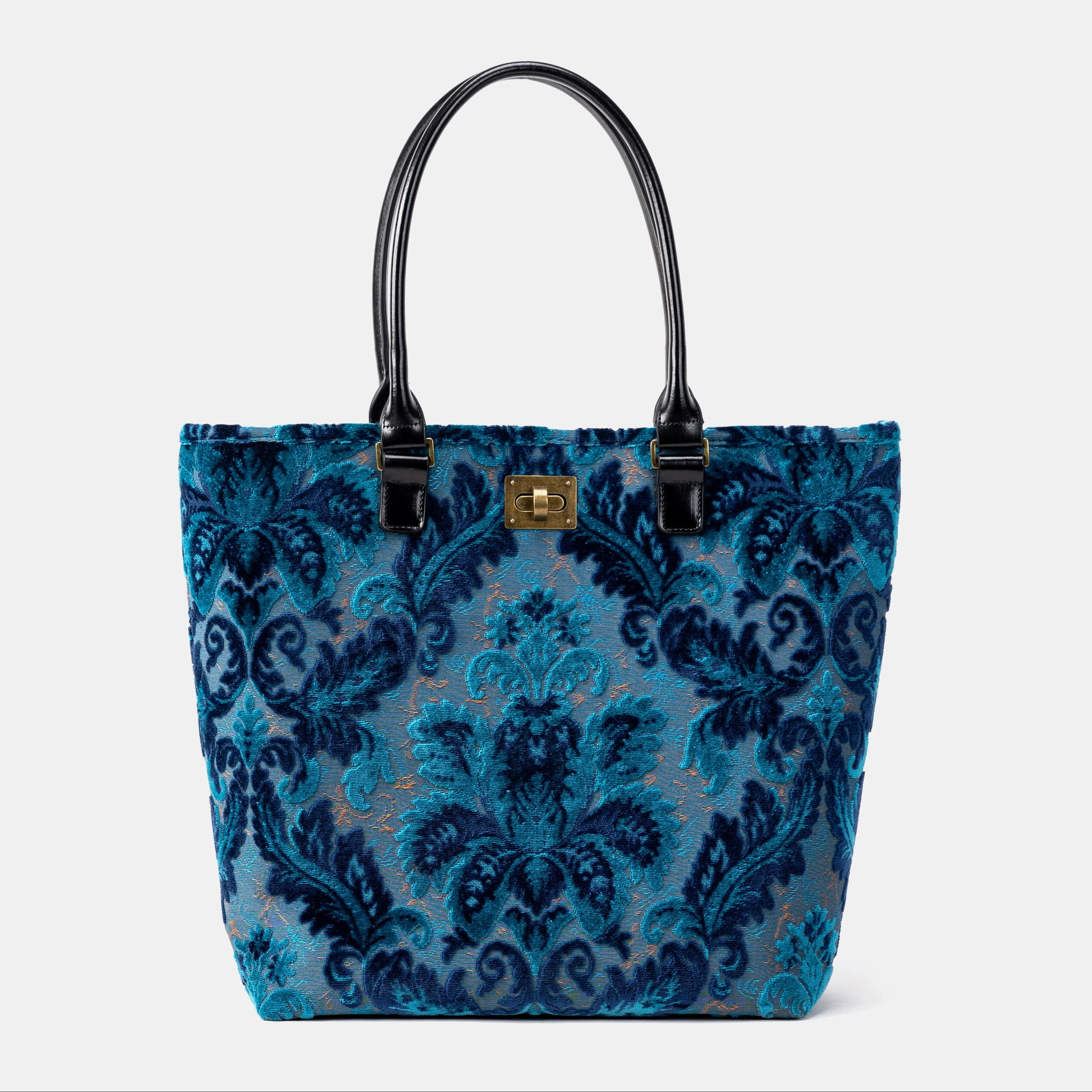 Burnout Velvet Revival Aqua Carpet Tote Shopper