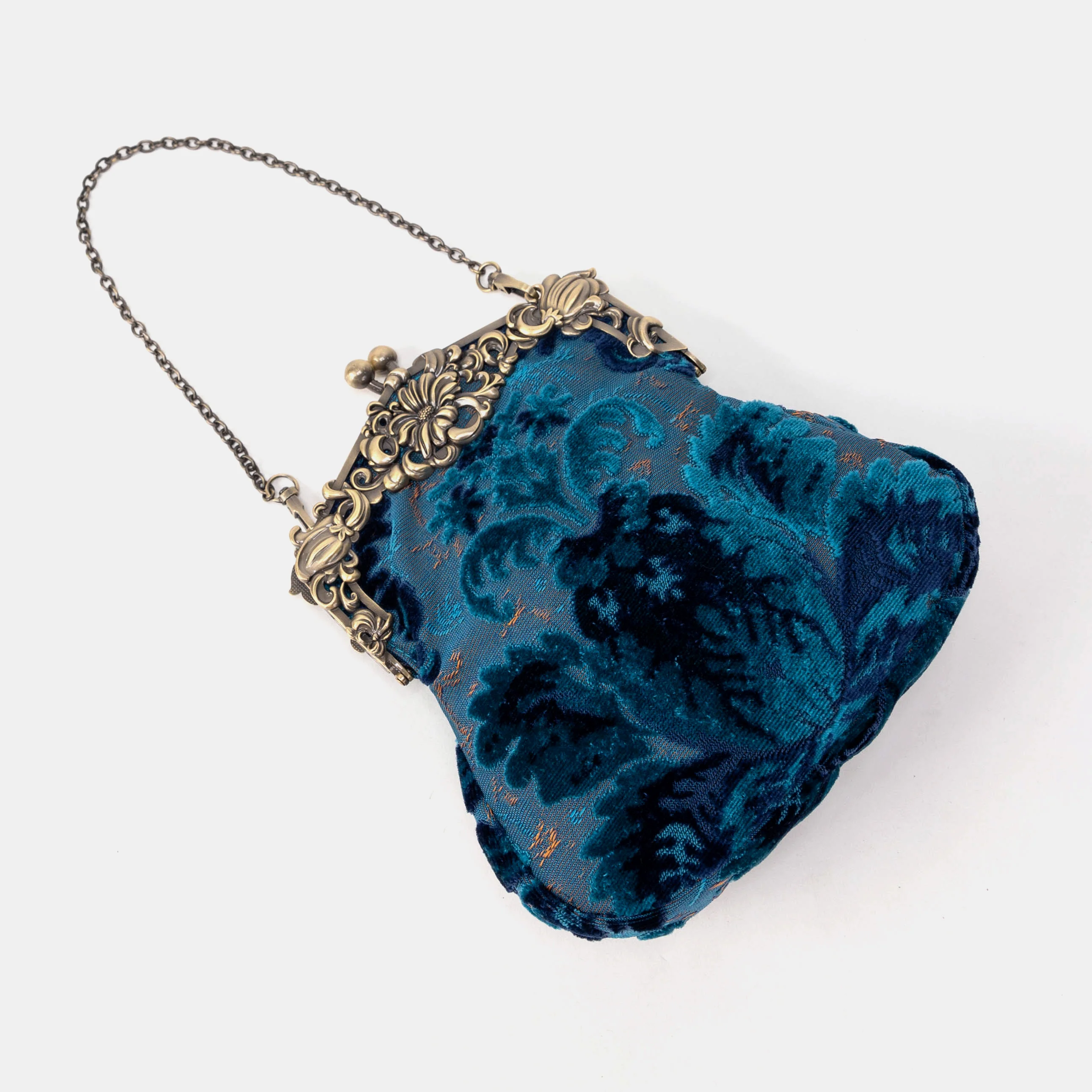 Burnout Velvet Revival Aqua Chatelaine Purse Large - Image 3