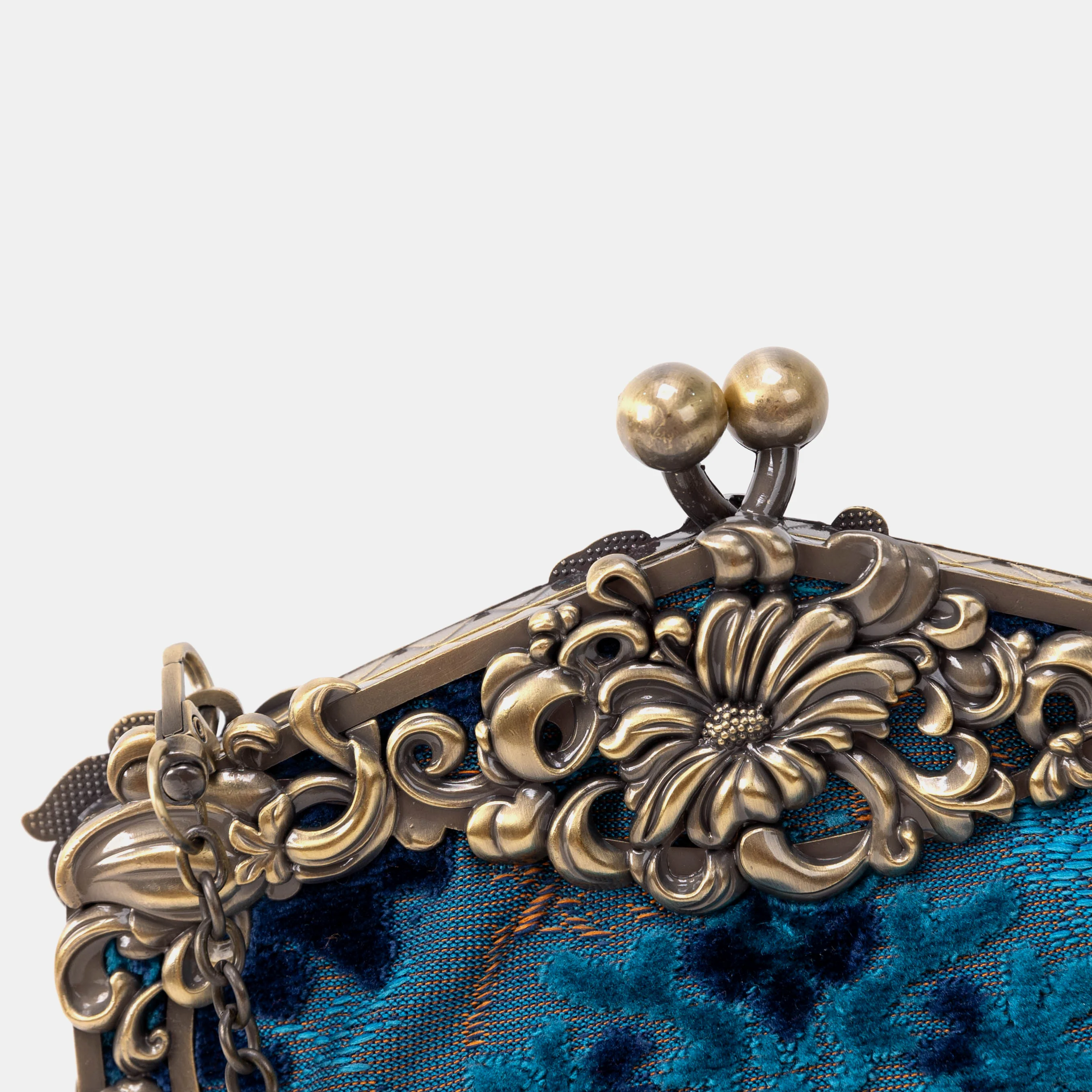 Burnout Velvet Revival Aqua Chatelaine Purse Large - Image 5
