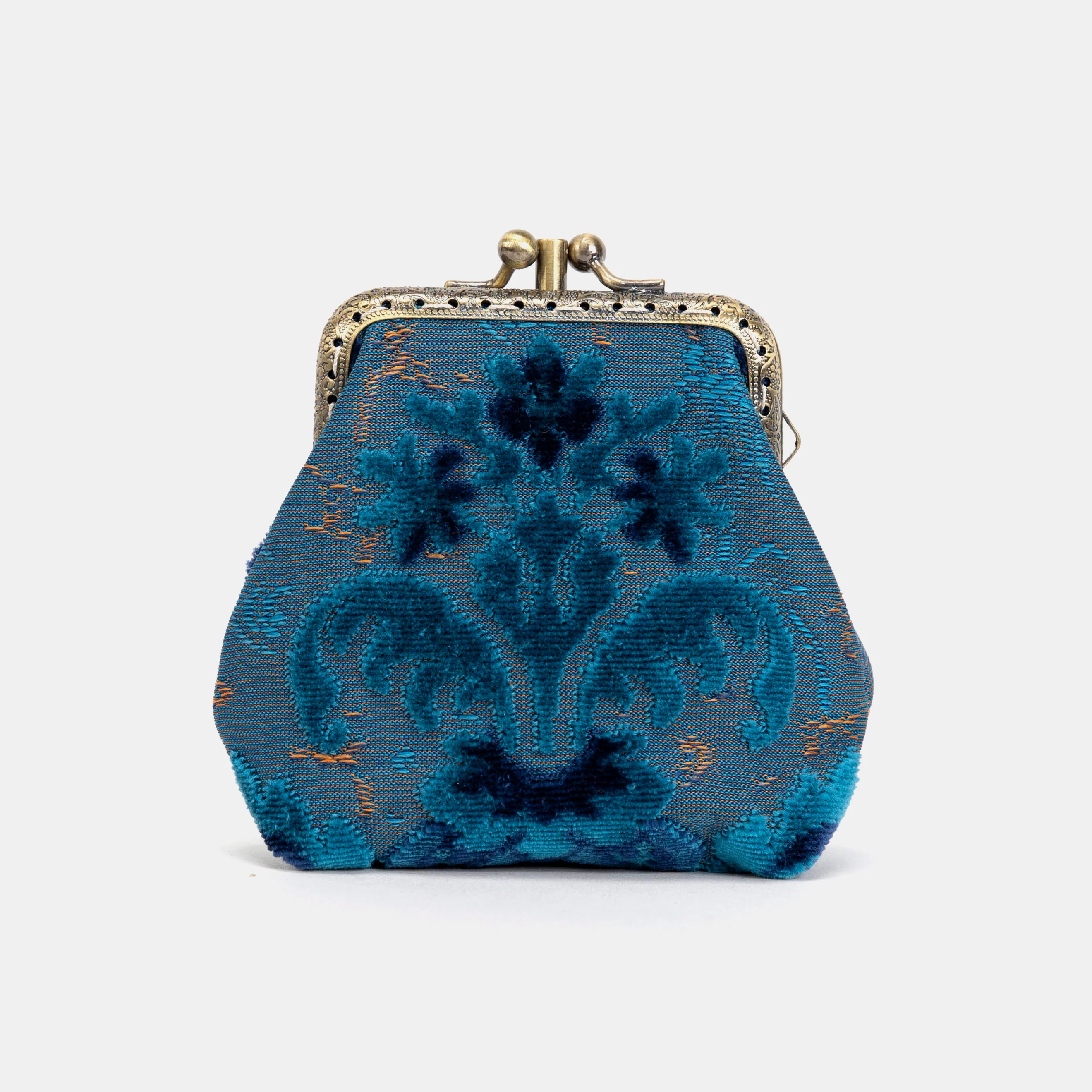 Burnout Velvet Revival Aqua Double Kiss Clasp Coin Purse - Image 2
