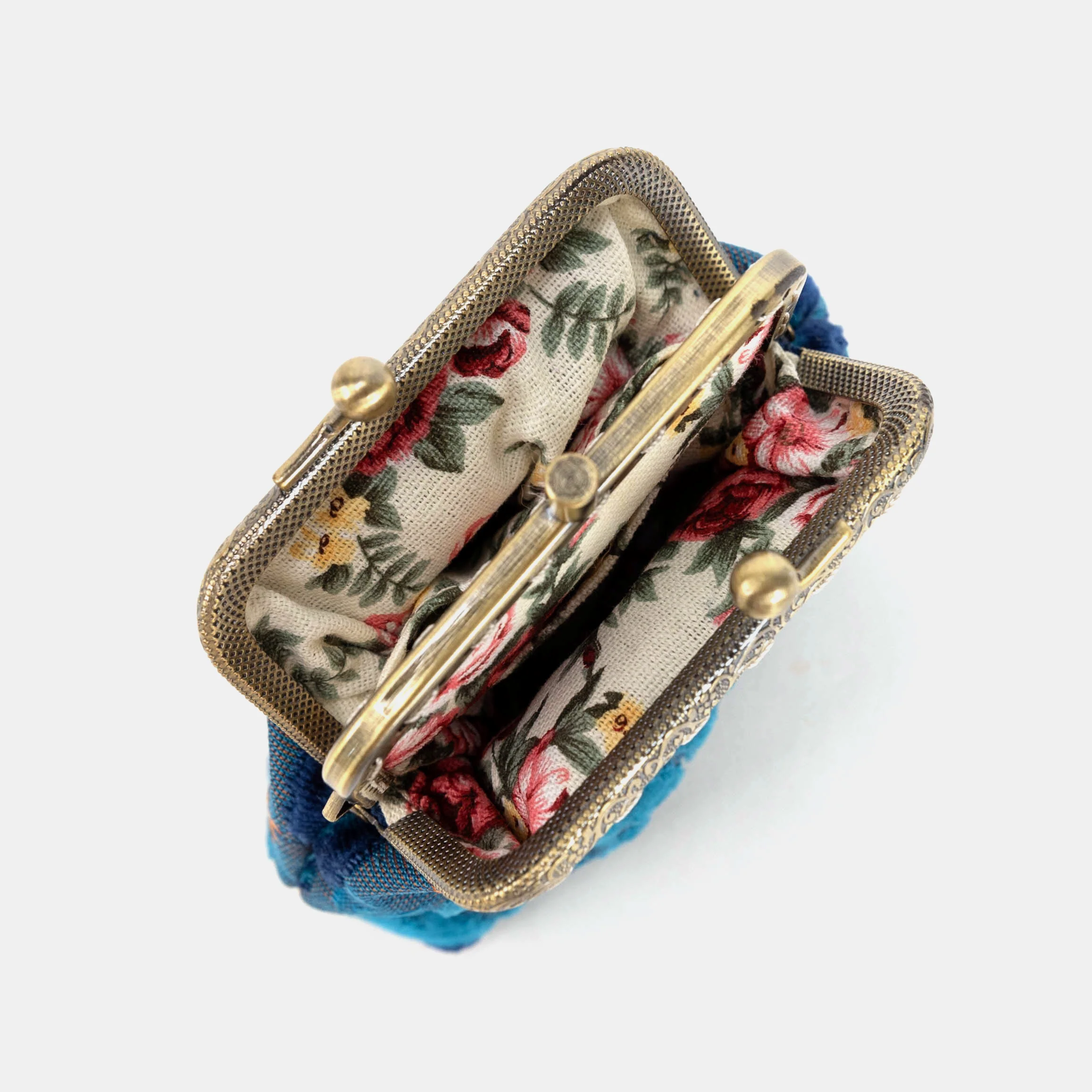 Burnout Velvet Revival Aqua Double Kiss Clasp Coin Purse - Image 5