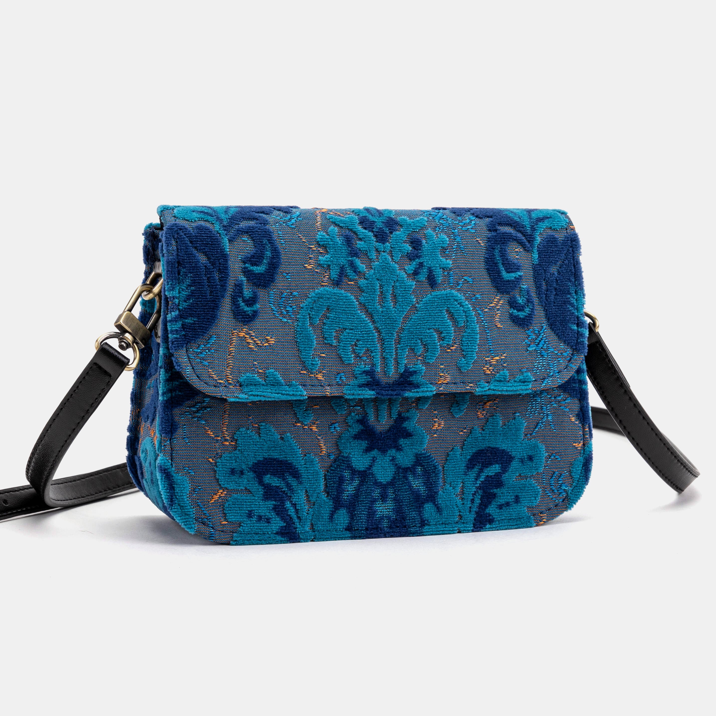 Burnout Velvet Revival Aqua Flap Crossbody Bag
