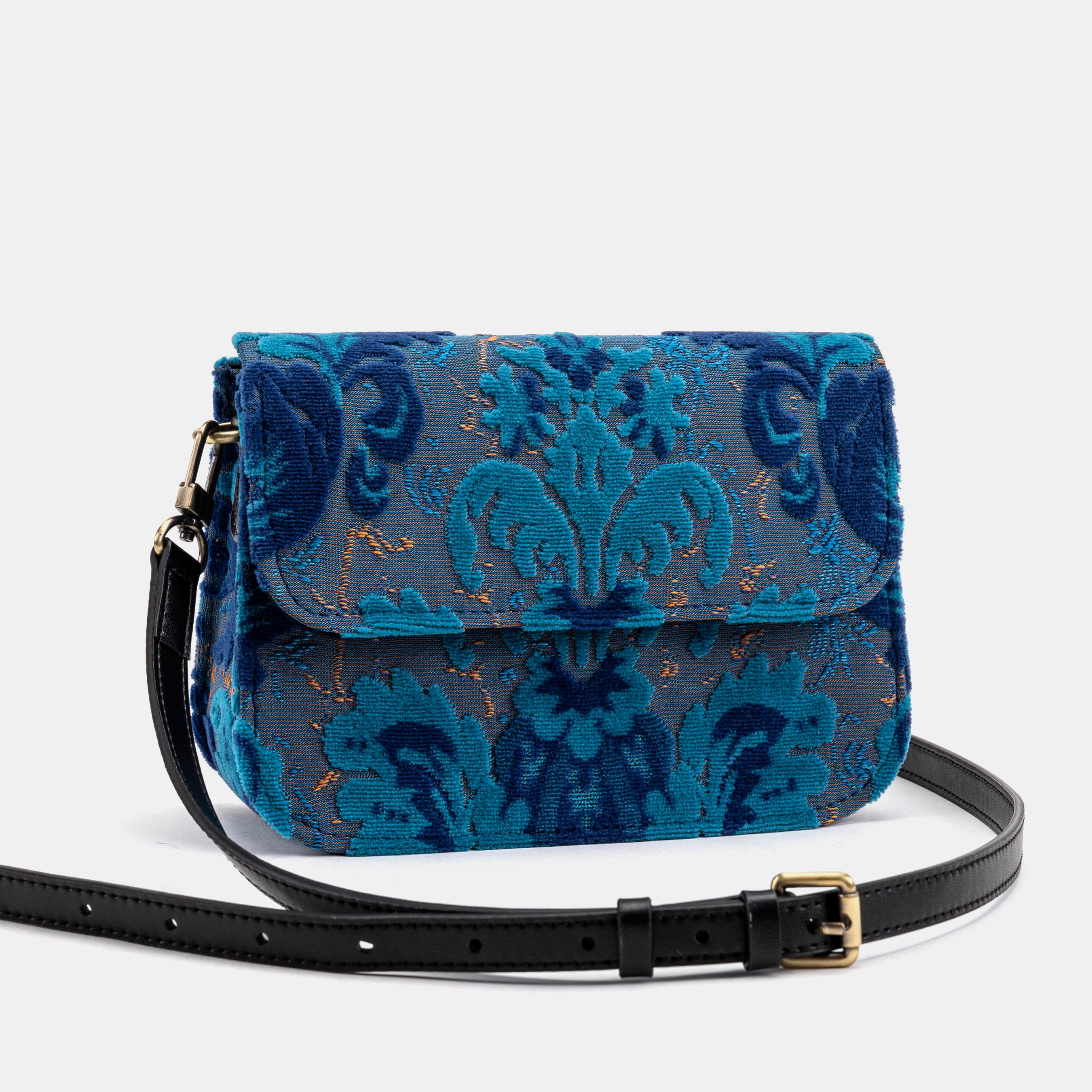Burnout Velvet Revival Aqua Flap Crossbody Bag - Image 3
