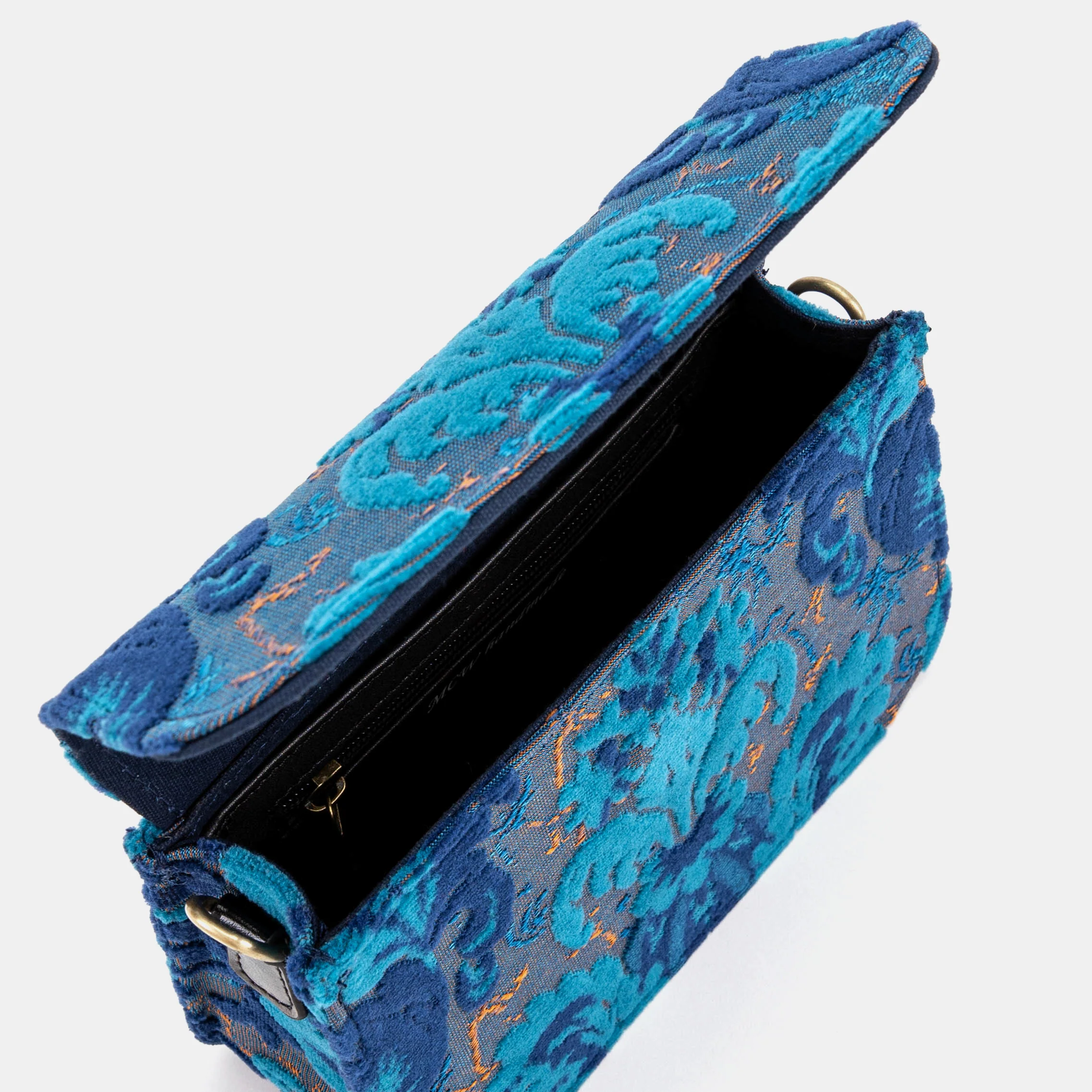 Burnout Velvet Revival Aqua Flap Crossbody Bag - Image 6