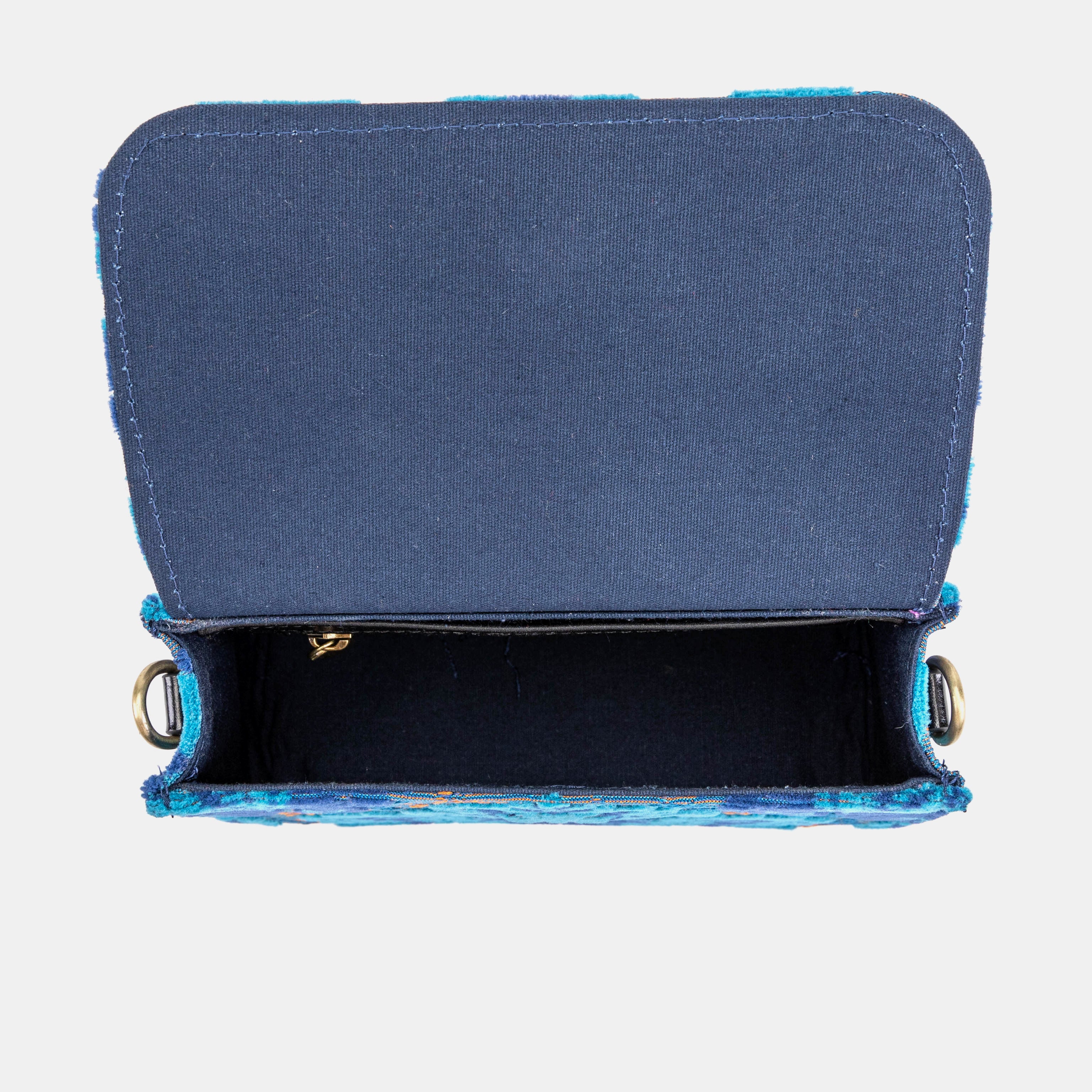 Burnout Velvet Revival Aqua Flap Crossbody Bag - Image 7