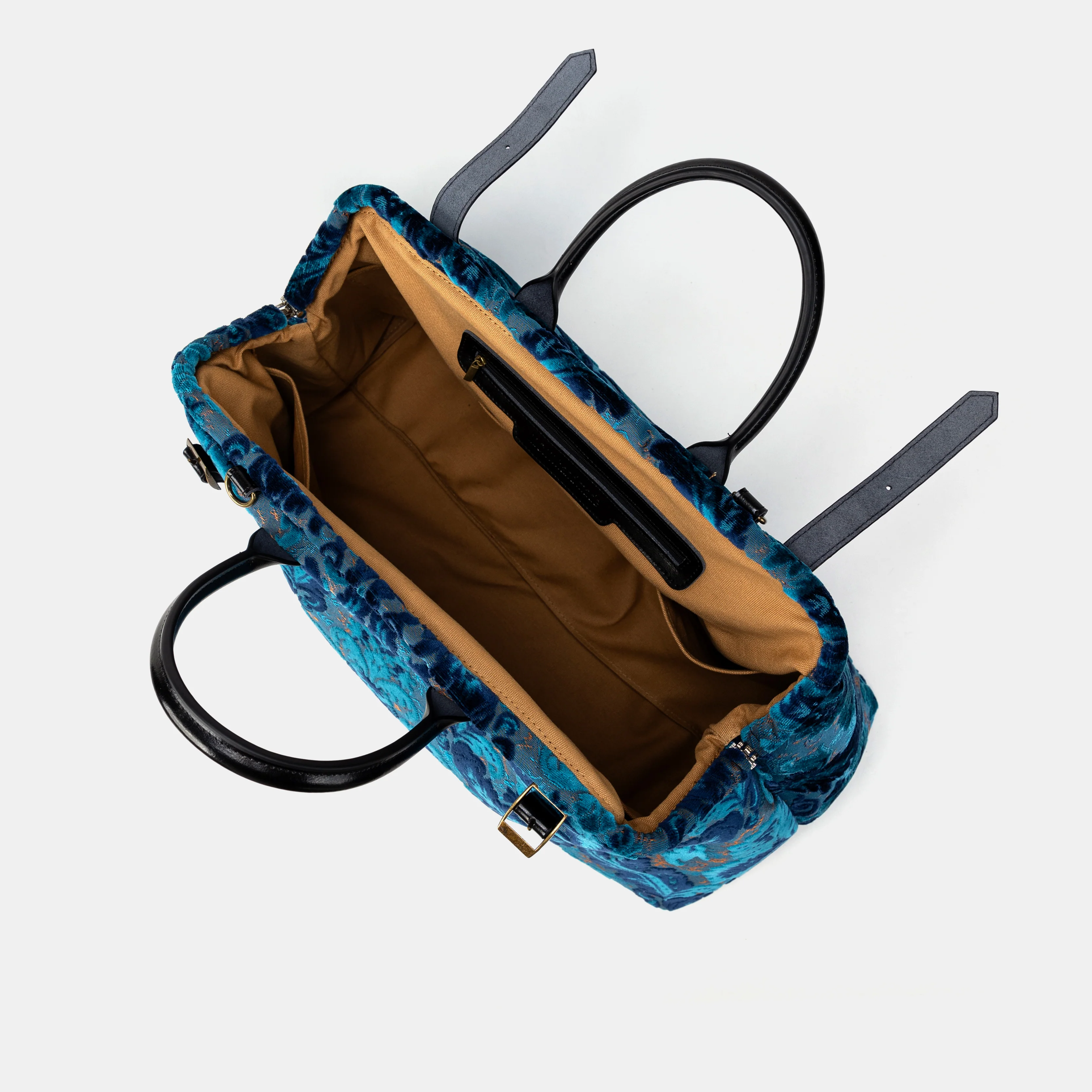 Burnout Velvet Revival Aqua Large Carpetbag - Image 6