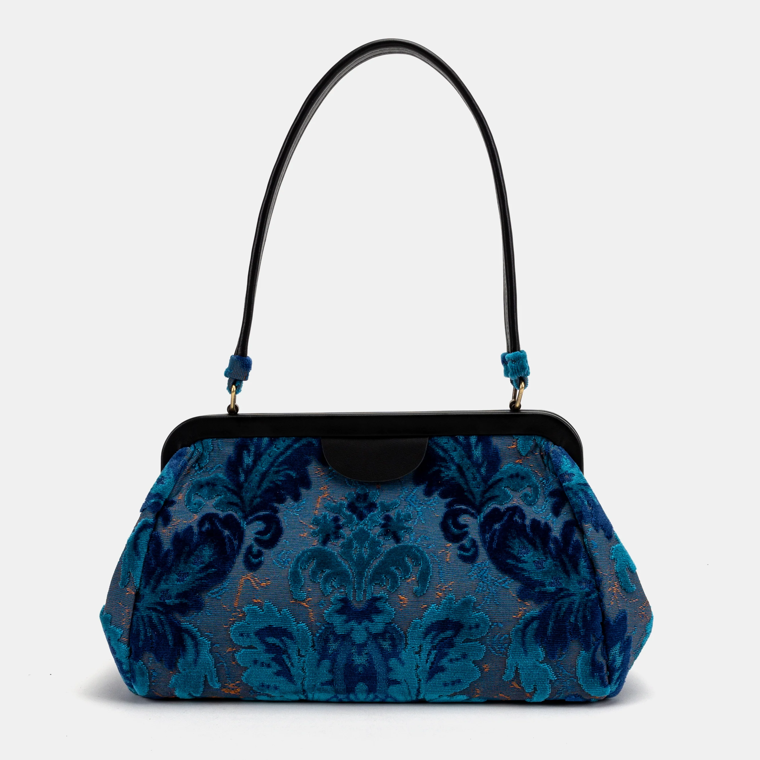 Burnout Velvet Revival Aqua Shoulder Bag