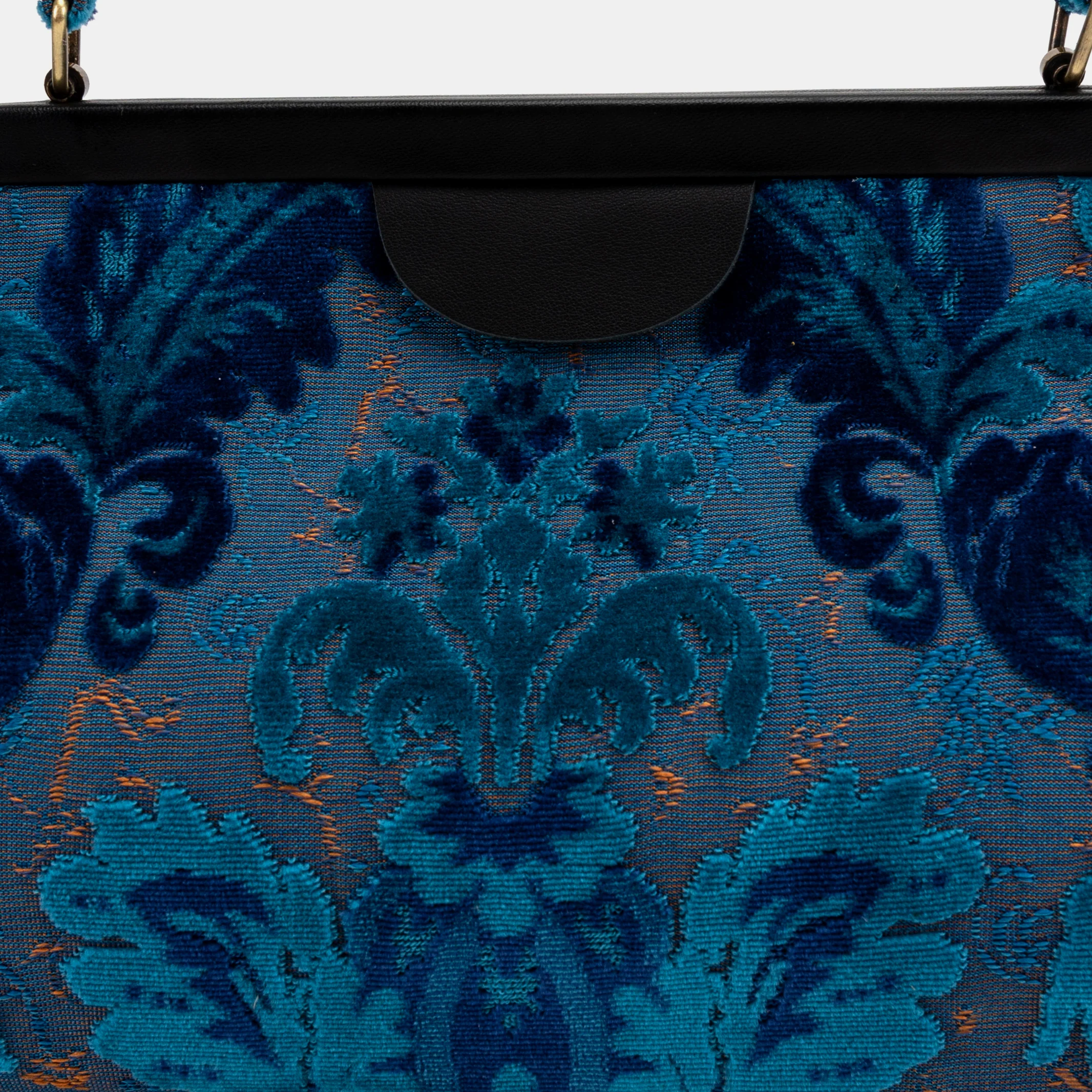 Burnout Velvet Revival Aqua Shoulder Bag - Image 2