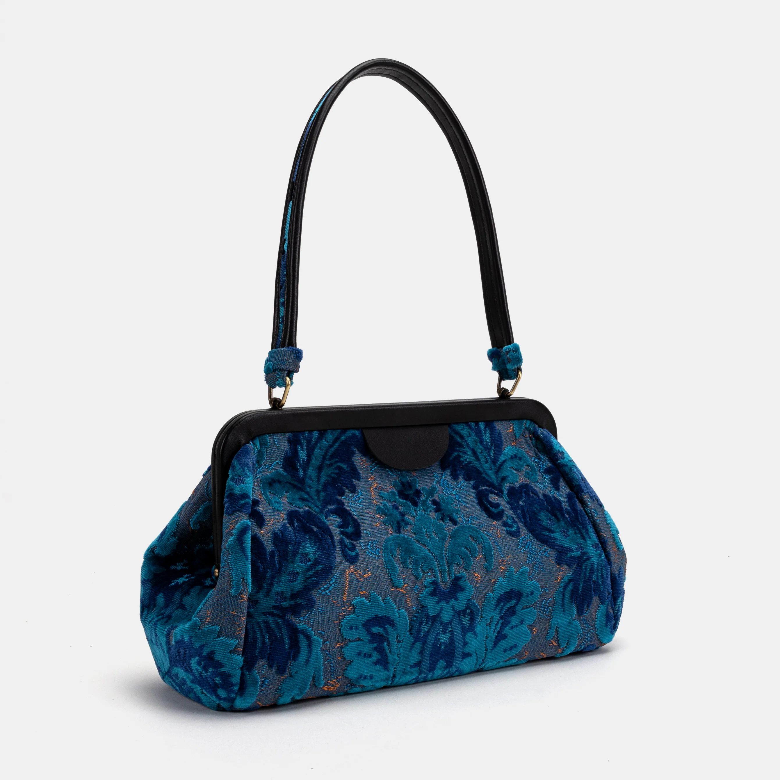 Burnout Velvet Revival Aqua Shoulder Bag - Image 3