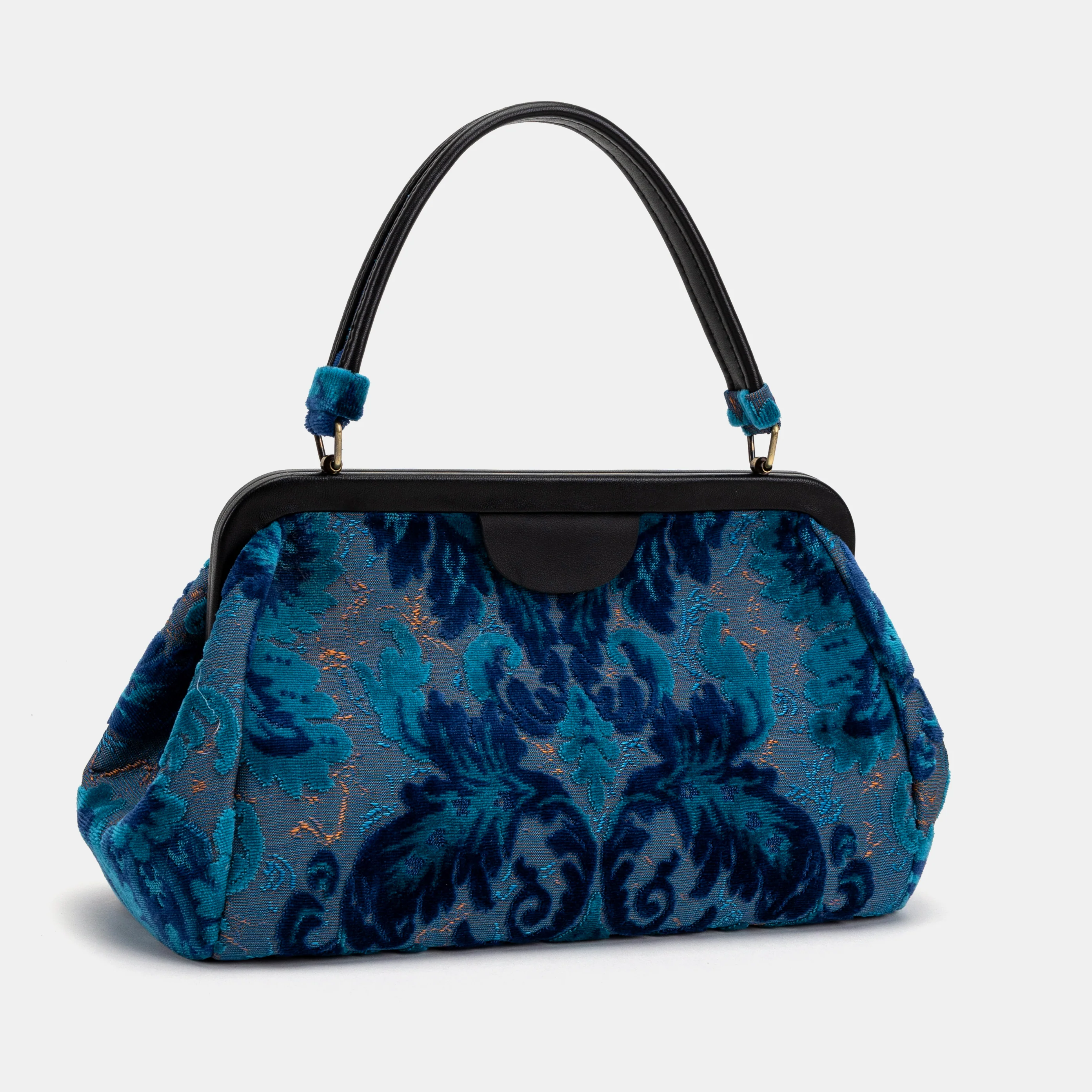 Burnout Velvet Revival Aqua Top Handle Purse - Image 2