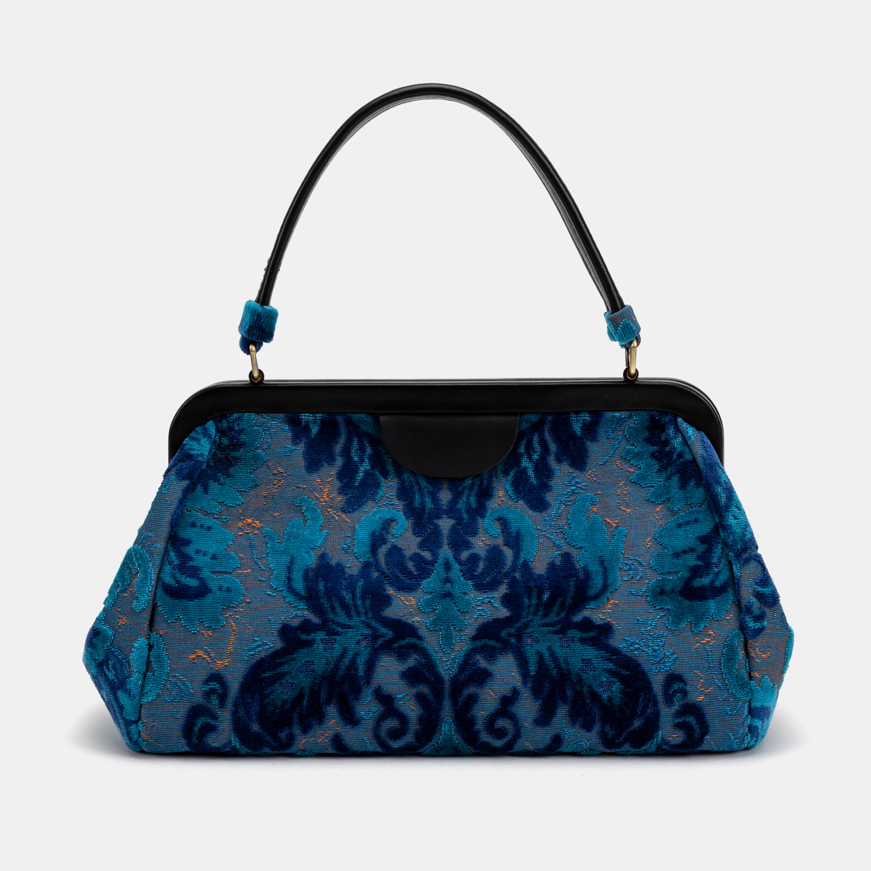 Burnout Velvet Revival Aqua Top Handle Purse - Image 3