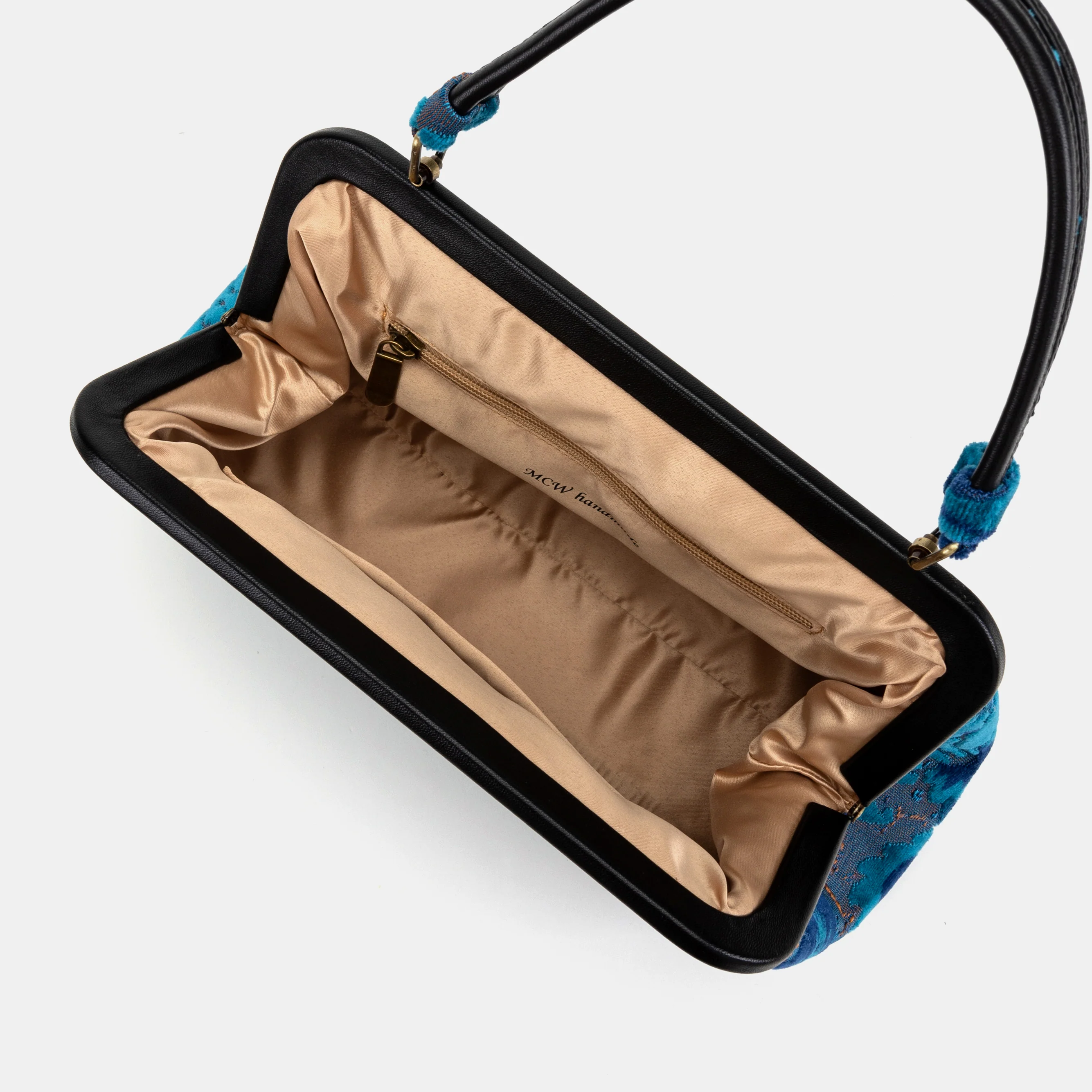 Burnout Velvet Revival Aqua Top Handle Purse - Image 6