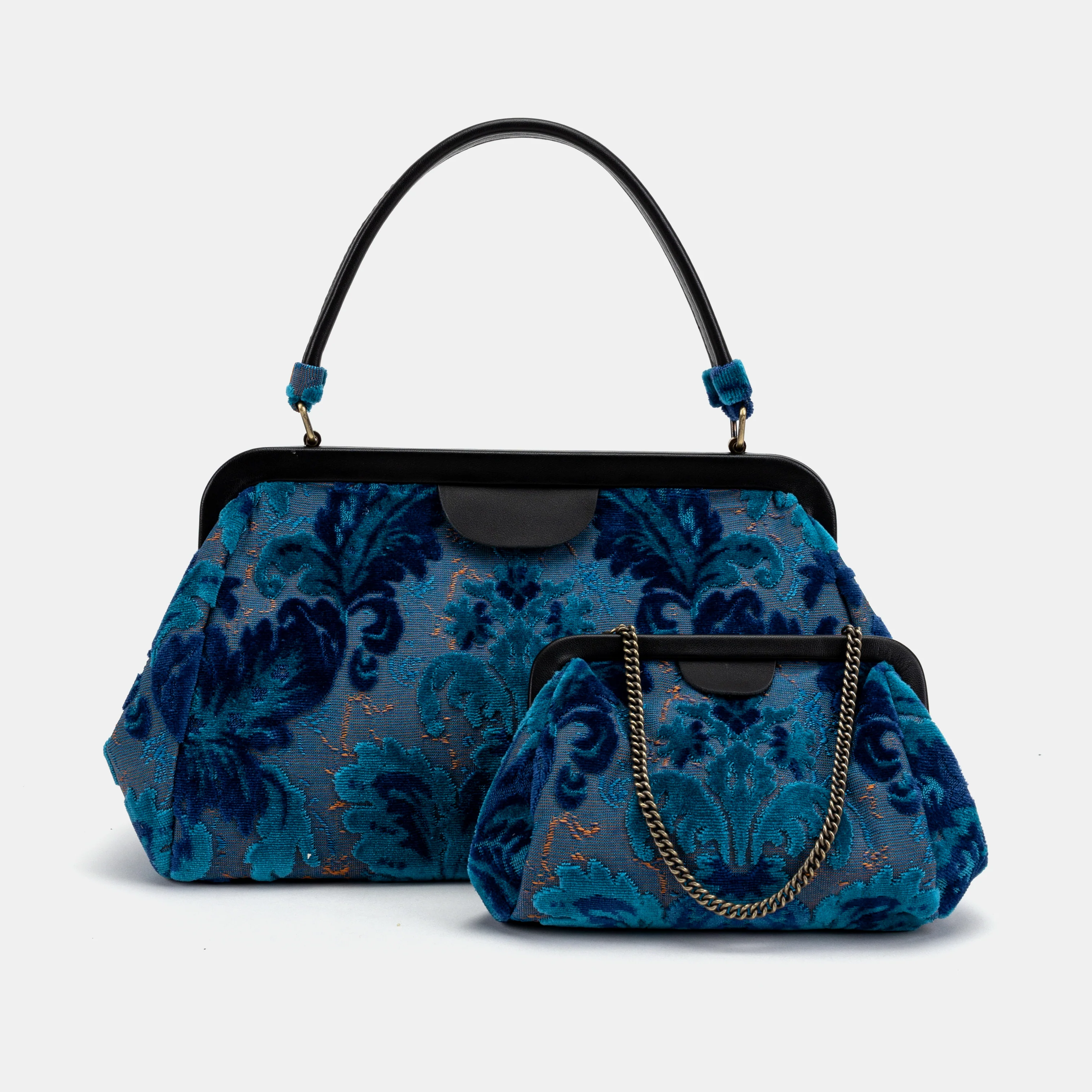 Burnout Velvet Revival Aqua Top Handle Purse - Image 7