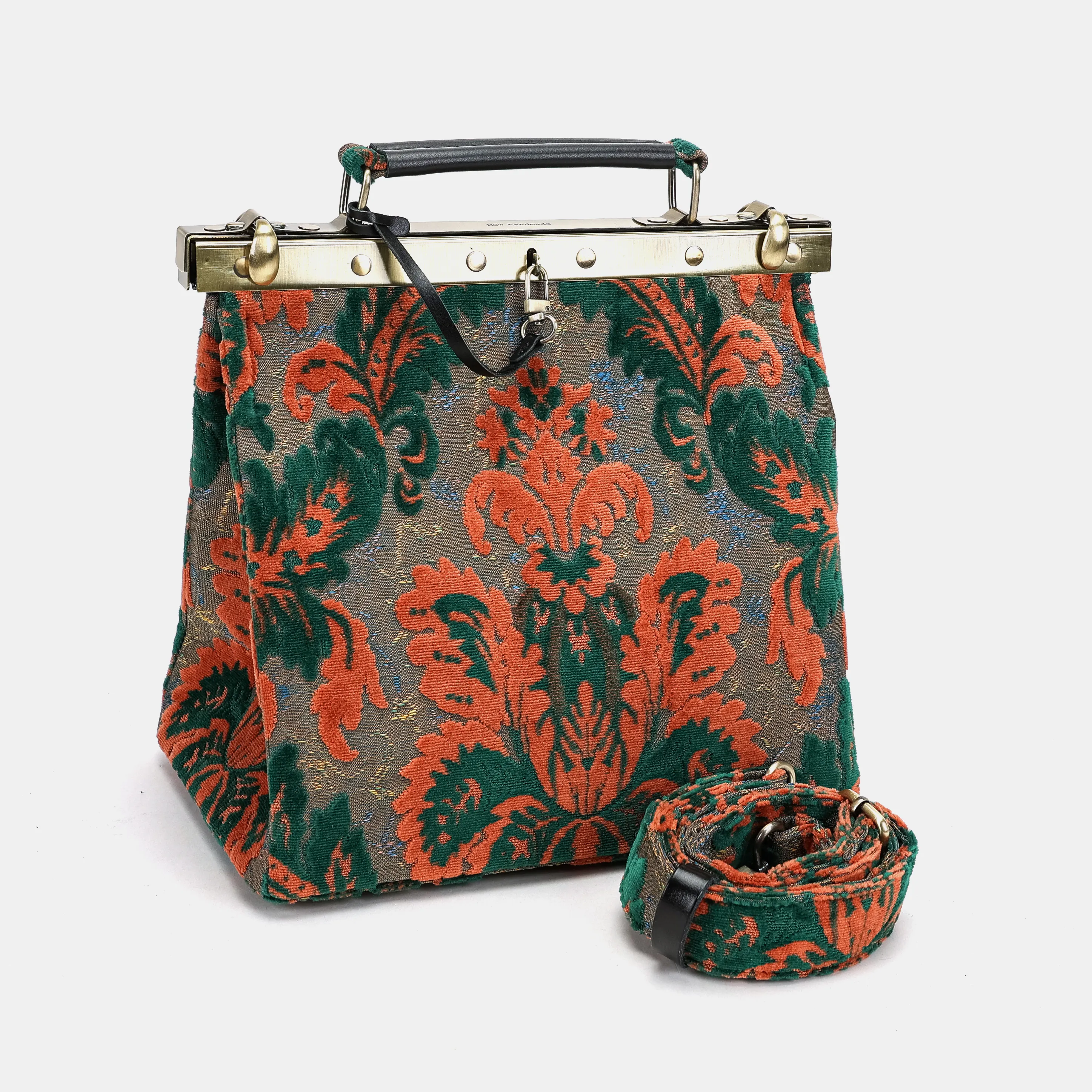 Burnout Velvet Revival Jade Cecile Carpet Purse Gladstone Bag - Image 5