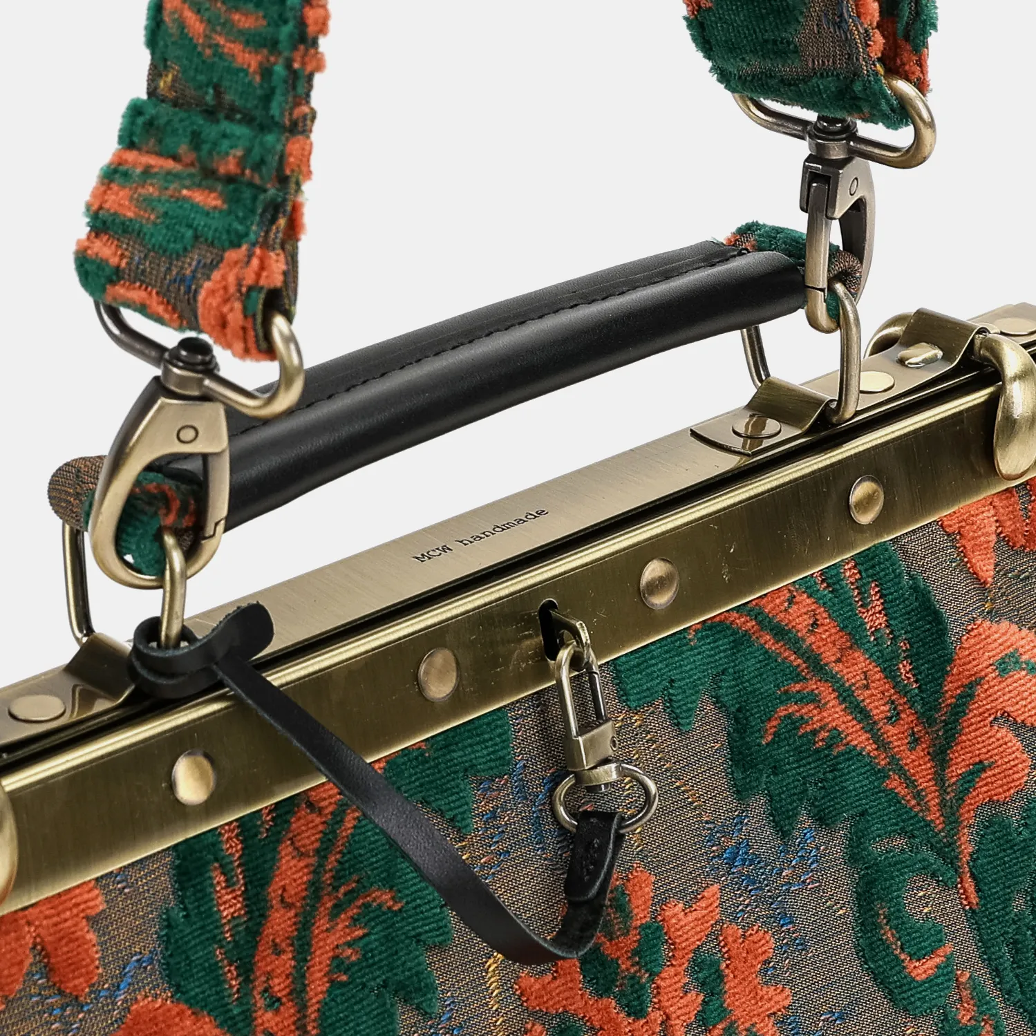 Burnout Velvet Revival Jade Cecile Carpet Purse Gladstone Bag - Image 6