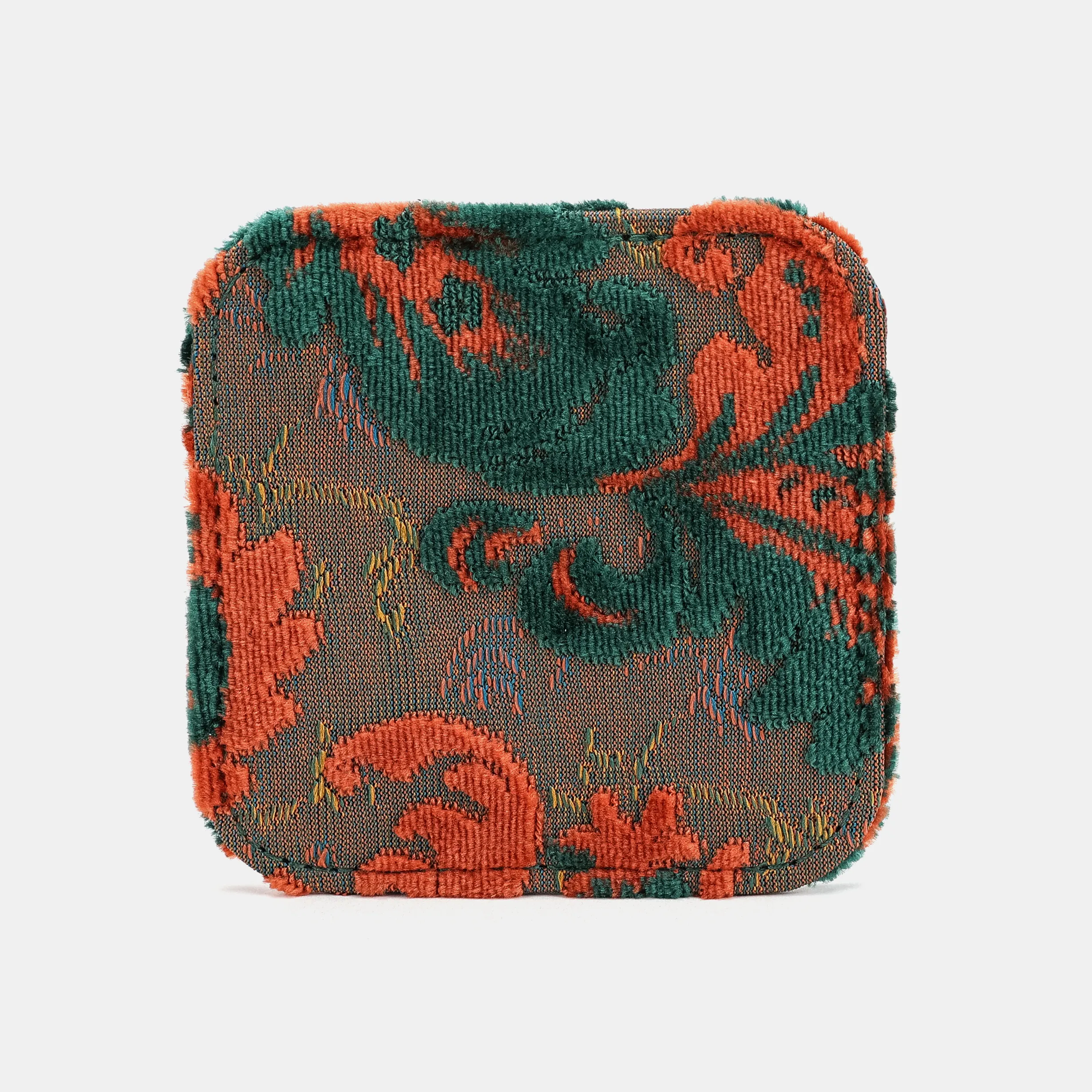 Burnout Velvet Revival Jade Square Coaster Set with Holder - Image 3