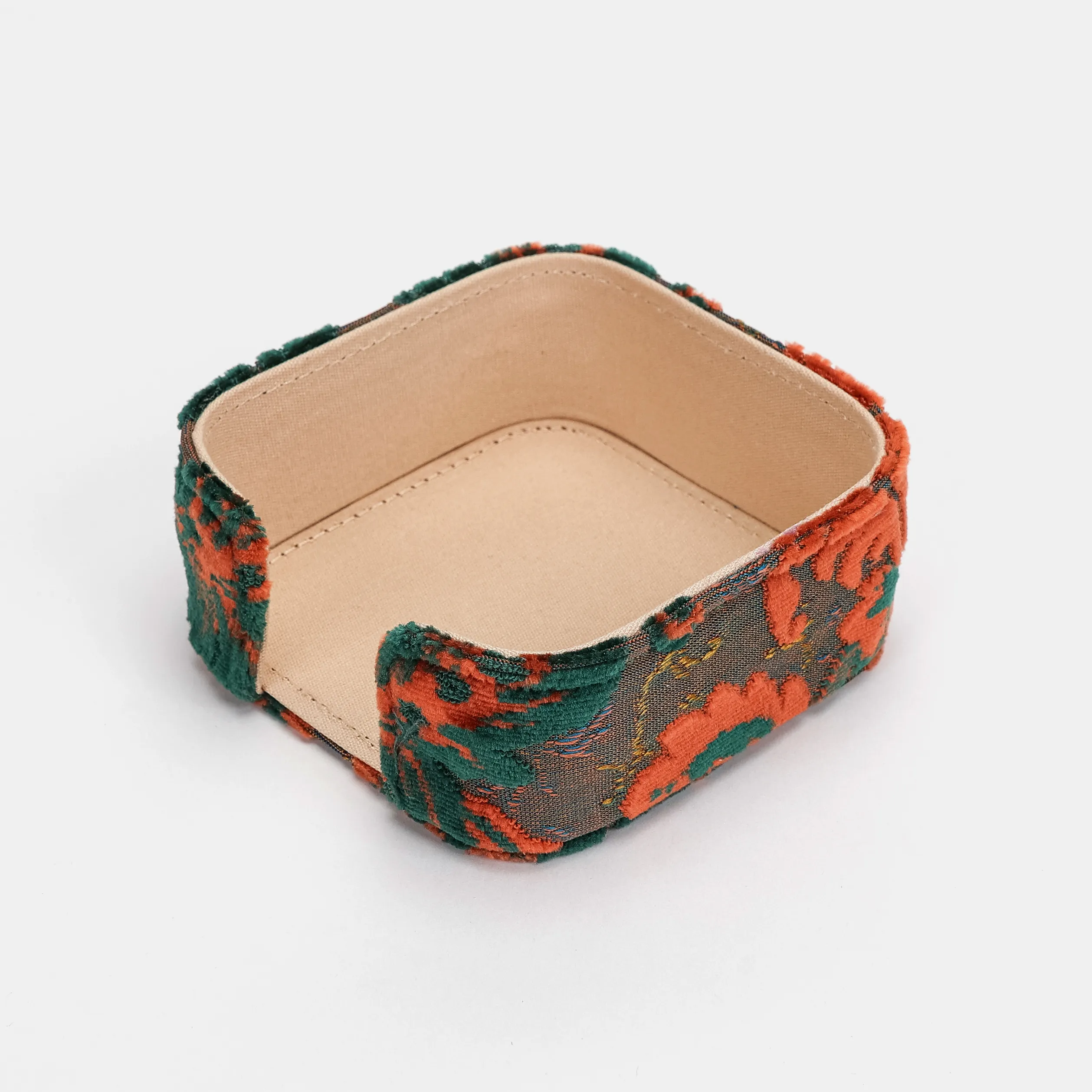 Burnout Velvet Revival Jade Square Coaster Set with Holder - Image 5