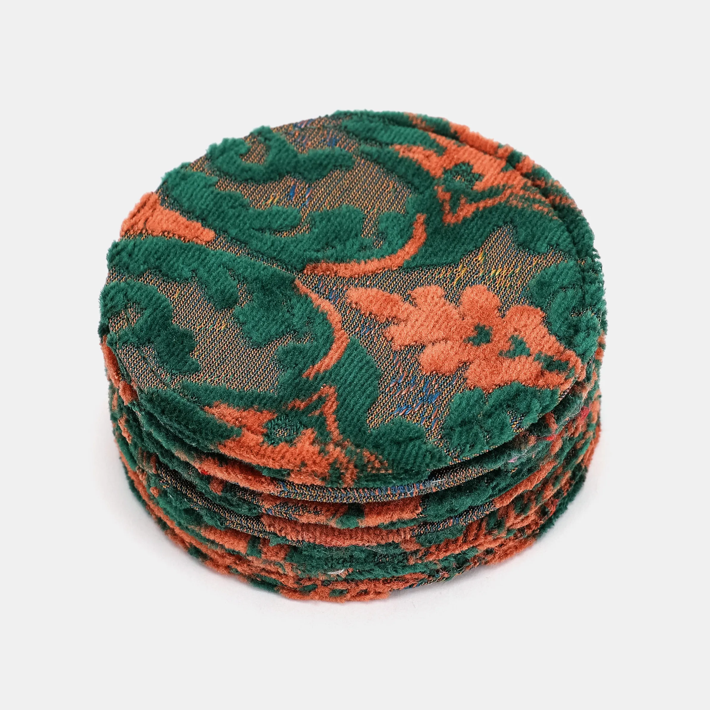 Burnout Velvet Revival Jade Round Coaster Set with Holder - Image 4
