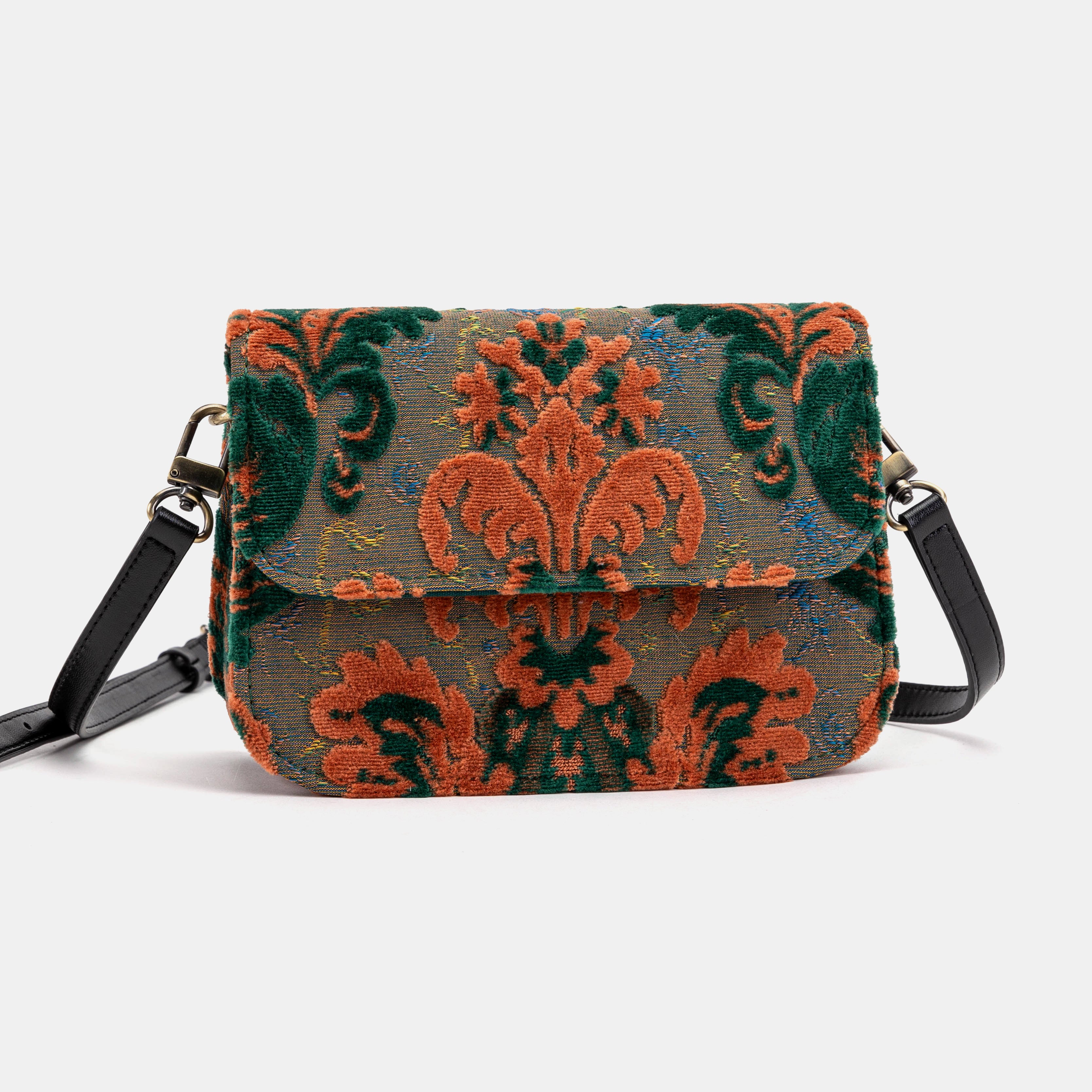 Burnout Velvet Revival Jade Flap Crossbody Bag