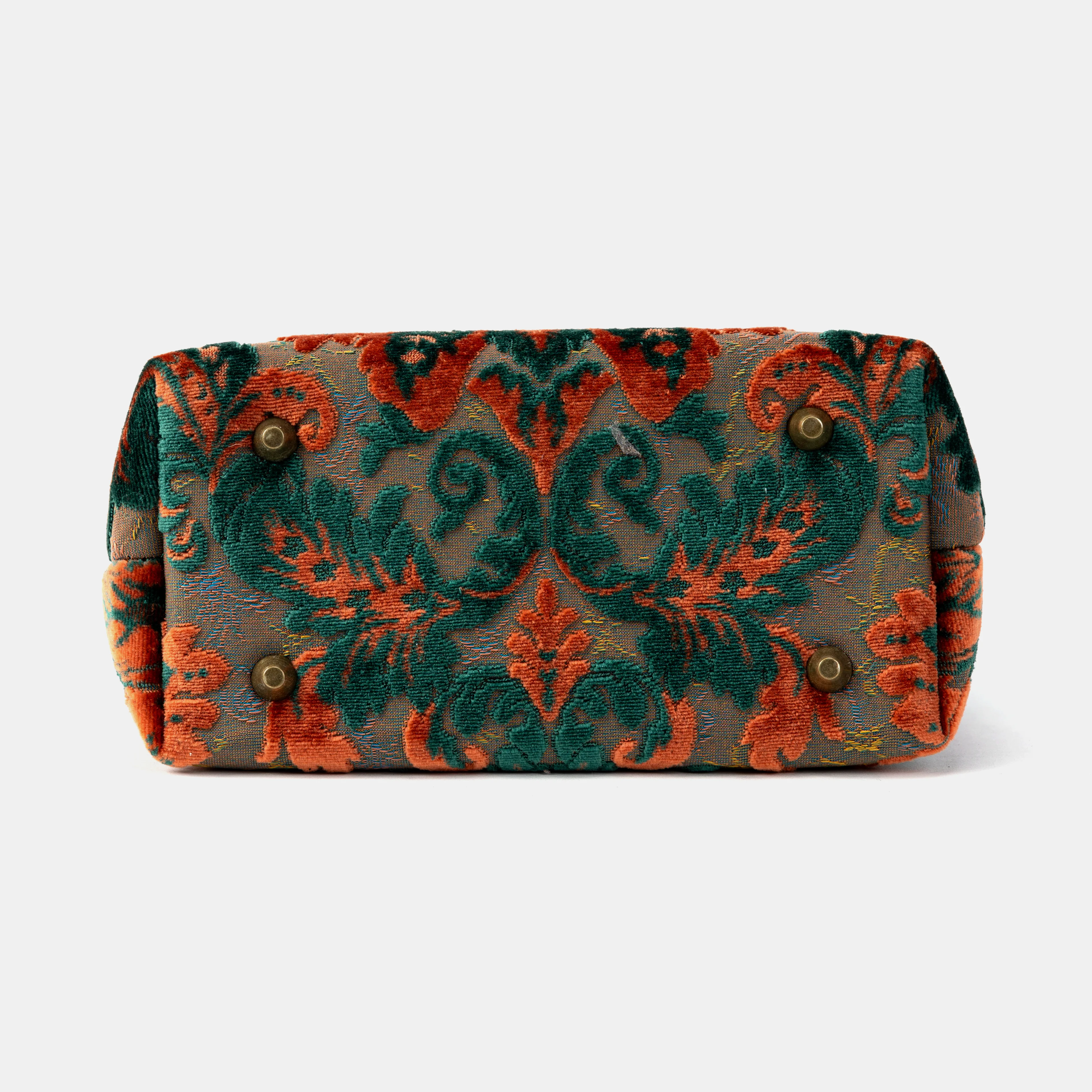 Burnout Velvet Revival Jade Tuck Lock Carpet Satchel - Image 7