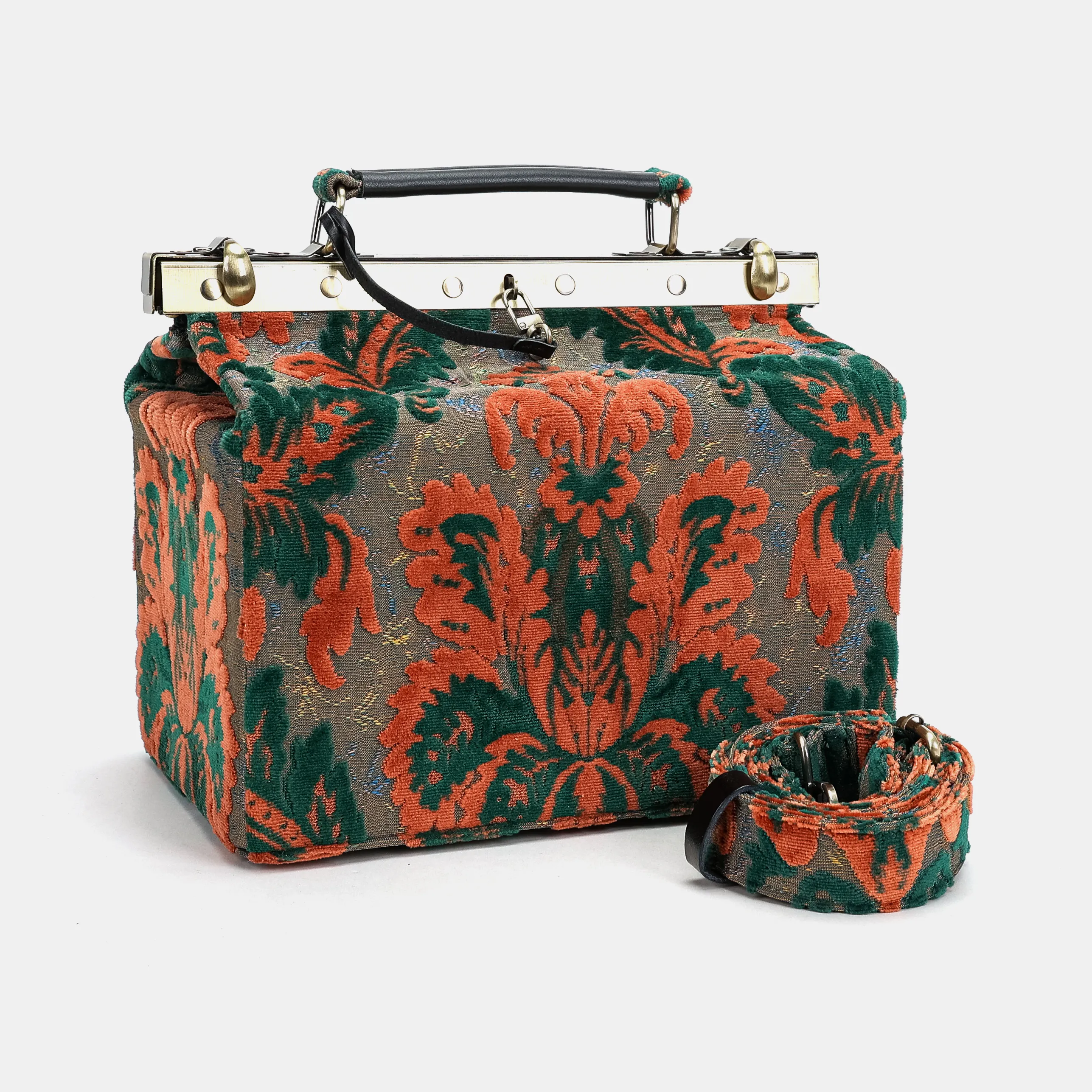 Burnout Velvet Revival Jade Vivienne Carpet Purse Gladstone Bag - Image 5
