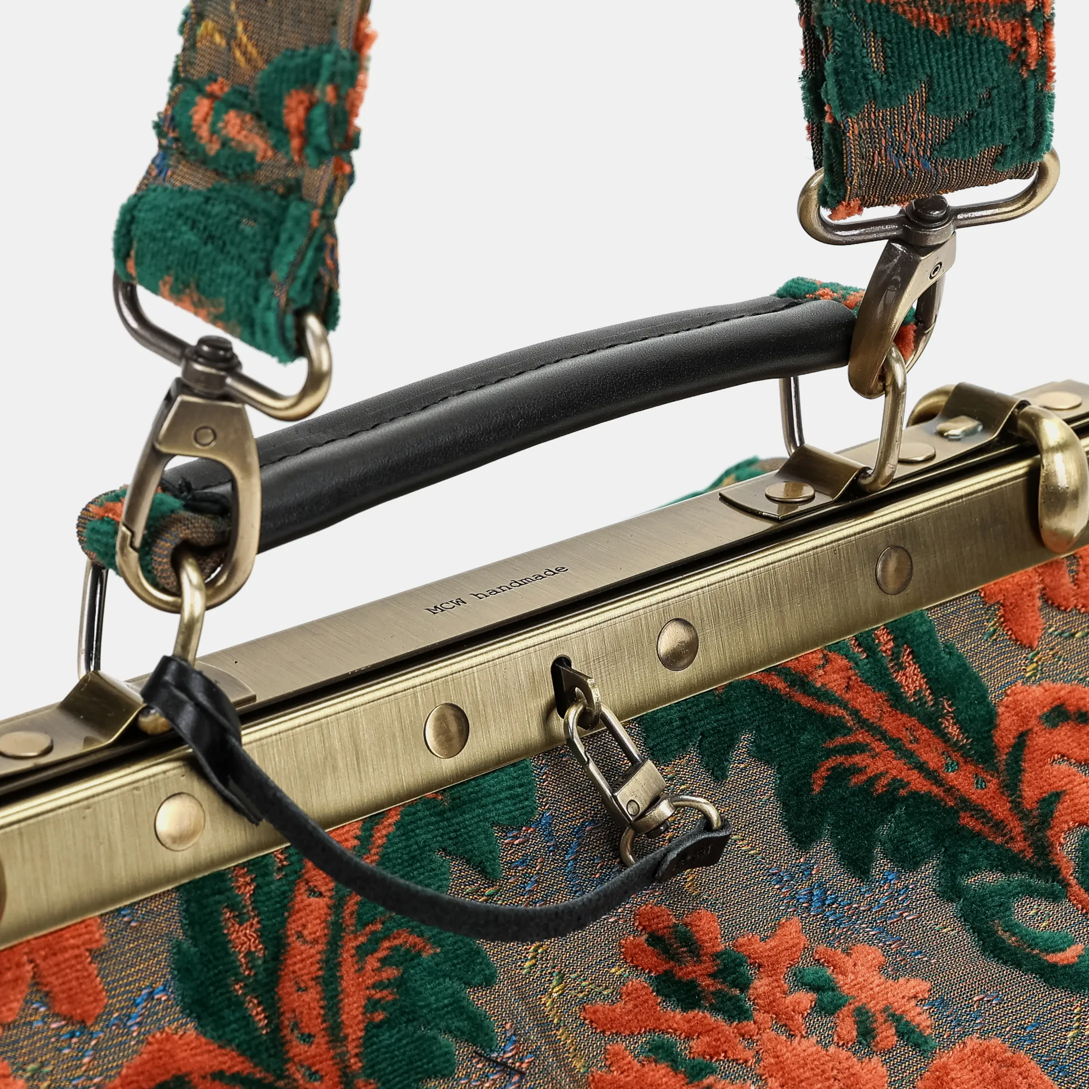 Burnout Velvet Revival Jade Vivienne Carpet Purse Gladstone Bag - Image 6